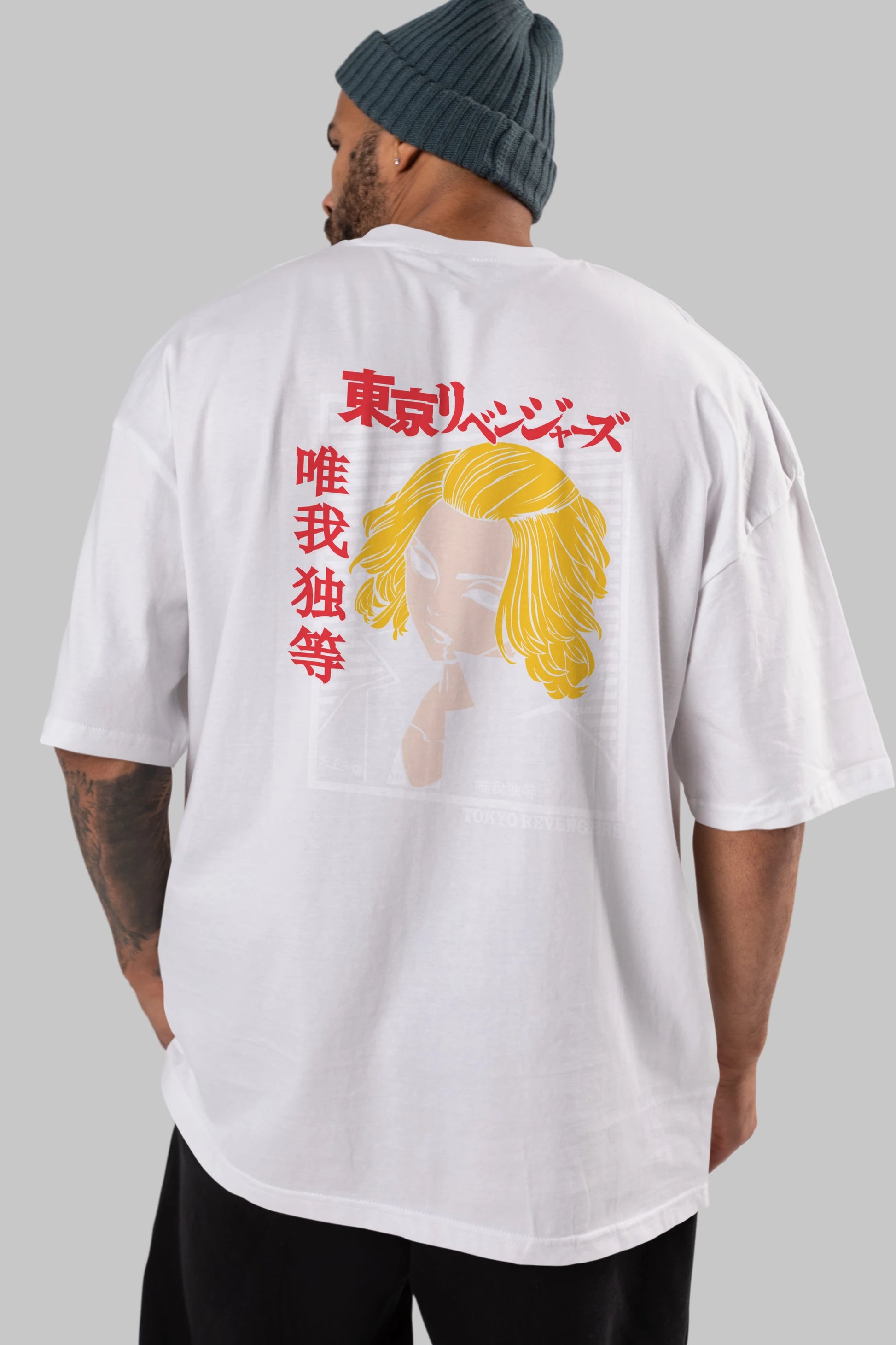 TokyoRev. M Anime Arka Baskılı Oversize t-shirt Erkek Kadın Unisex