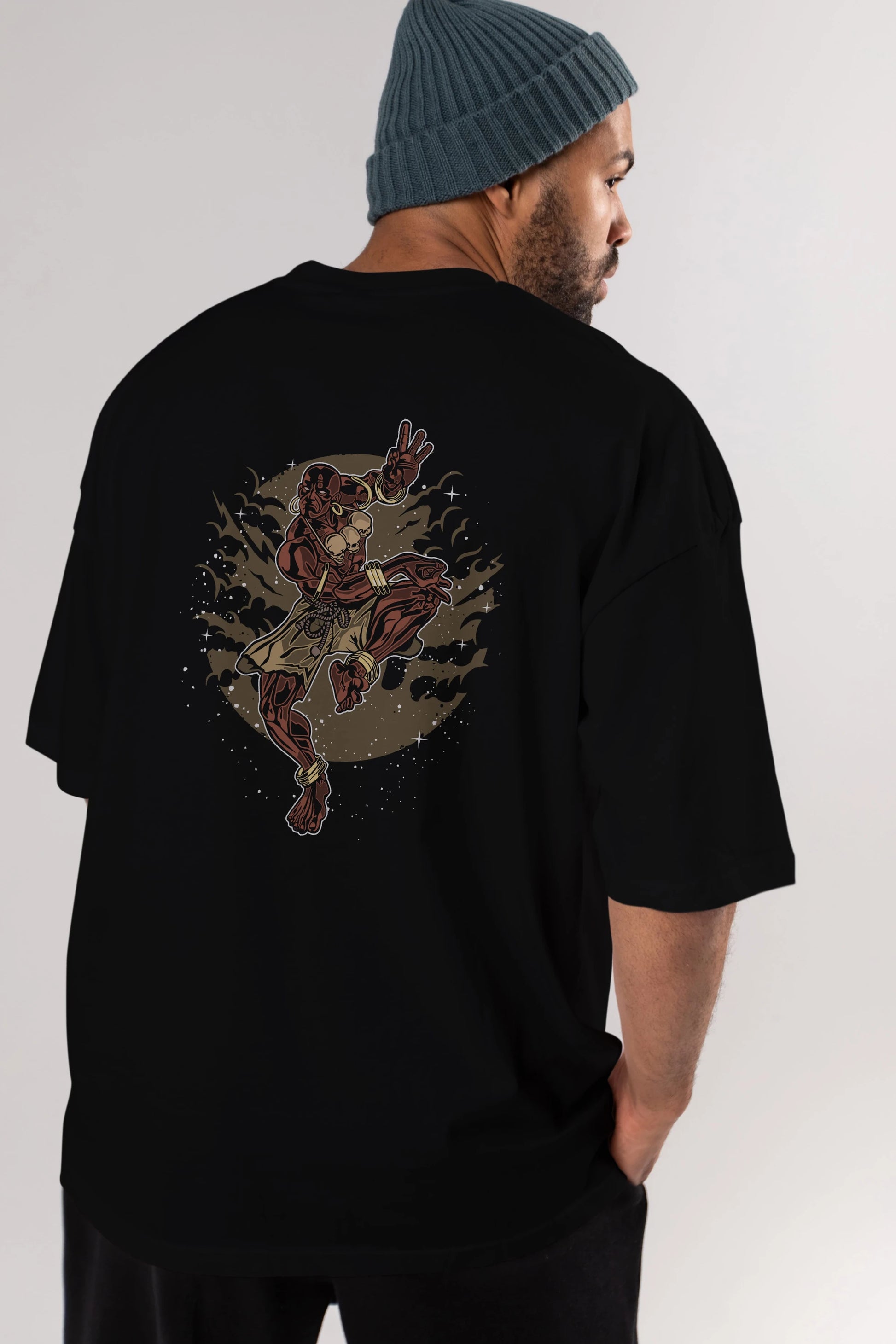 DHALSIM Arka Baskılı Oversize t-shirt Erkek Kadın Unisex %100 Pamuk