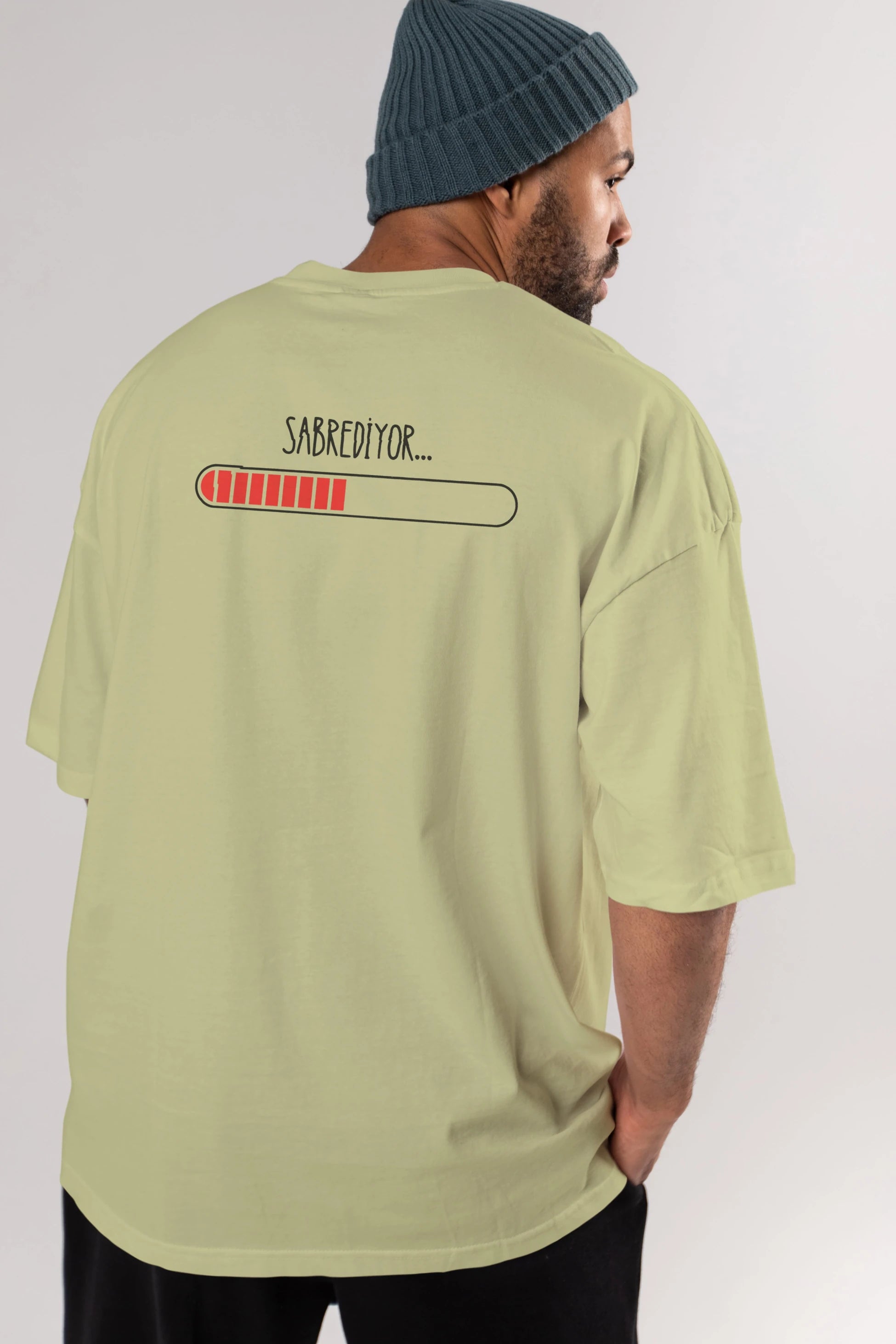 Sabrediyor Yazılı Arka Baskılı Oversize t-shirt Erkek Kadın Unisex
