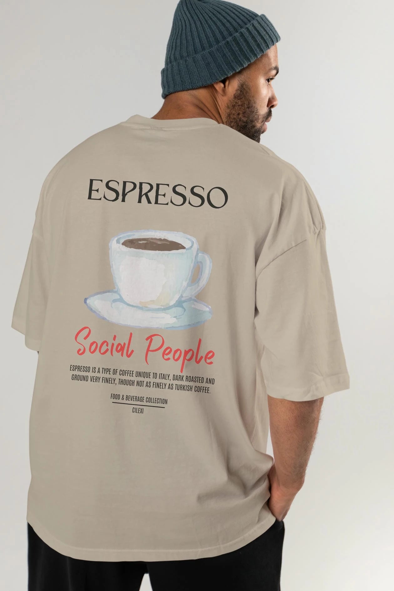 Espresso Kokteyl Serisi Baskılı Oversize t-shirt Erkek Kadın Unisex %100 Pamuk Bisiklet Yaka tişort