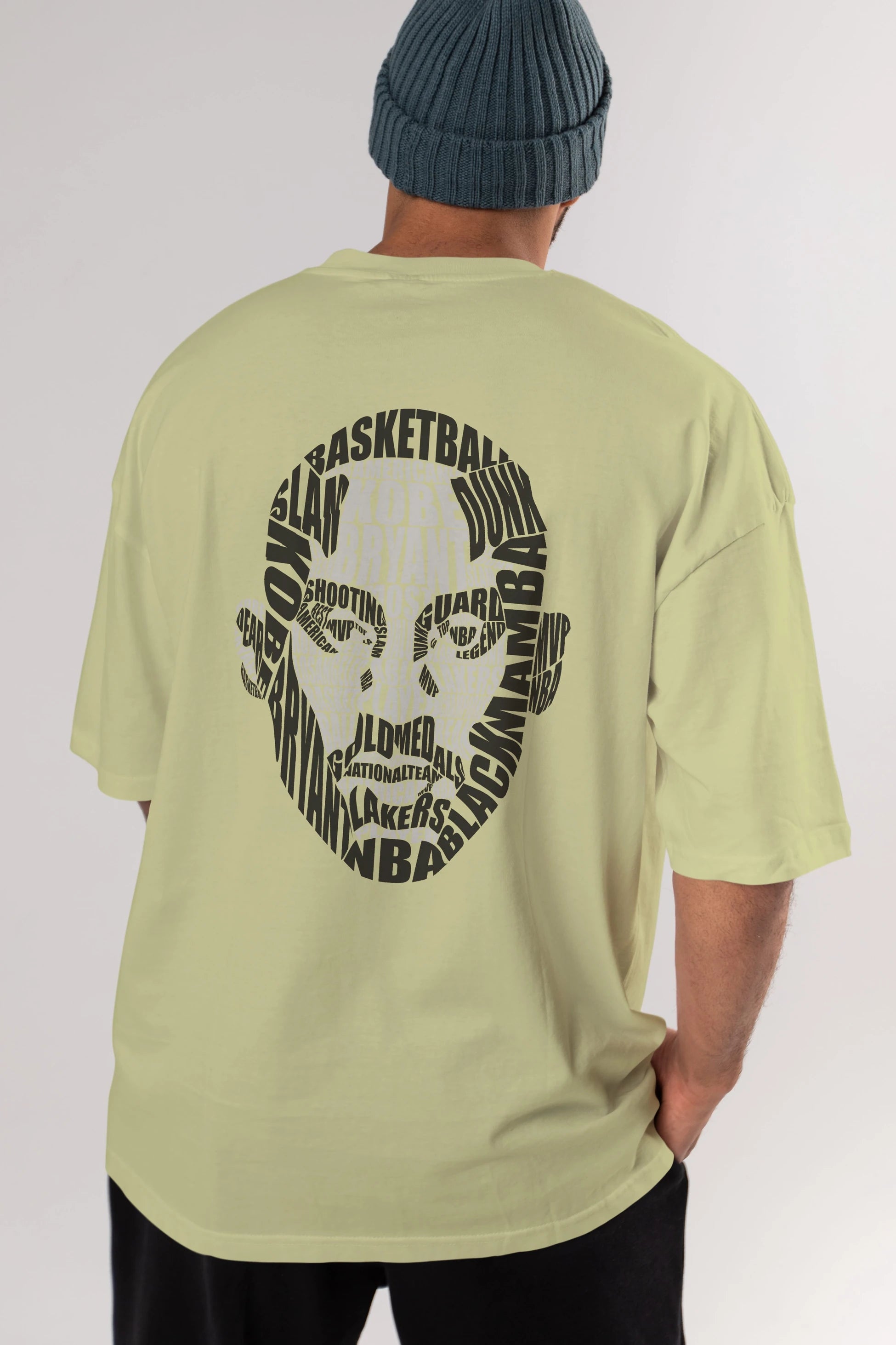 Kobe Bryan Calligram Arka Baskılı Oversize t-shirt %100 pamuk Erkek Kadın Unisex