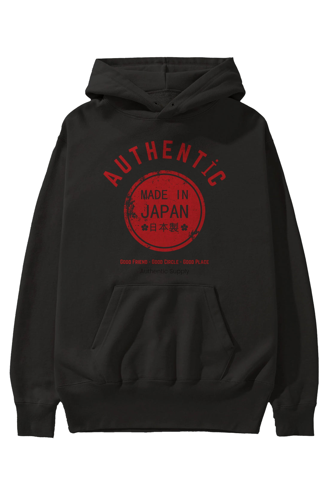 Authentic Japan Style Ön Baskılı Oversize Hoodie Kapüşonlu Sweatshirt Erkek Kadın Unisex