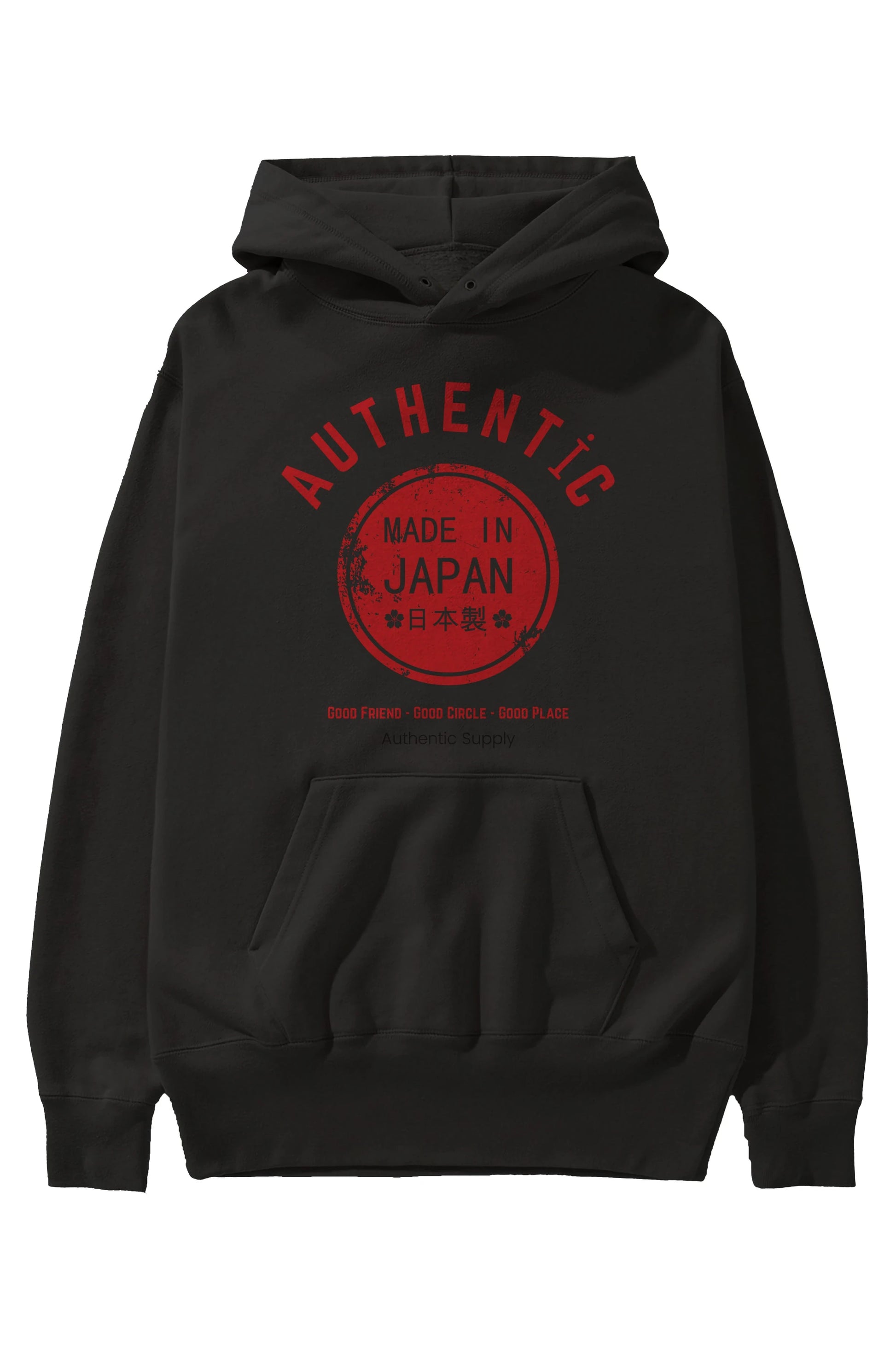 Authentic Japan Style Ön Baskılı Oversize Hoodie Kapüşonlu Sweatshirt Erkek Kadın Unisex
