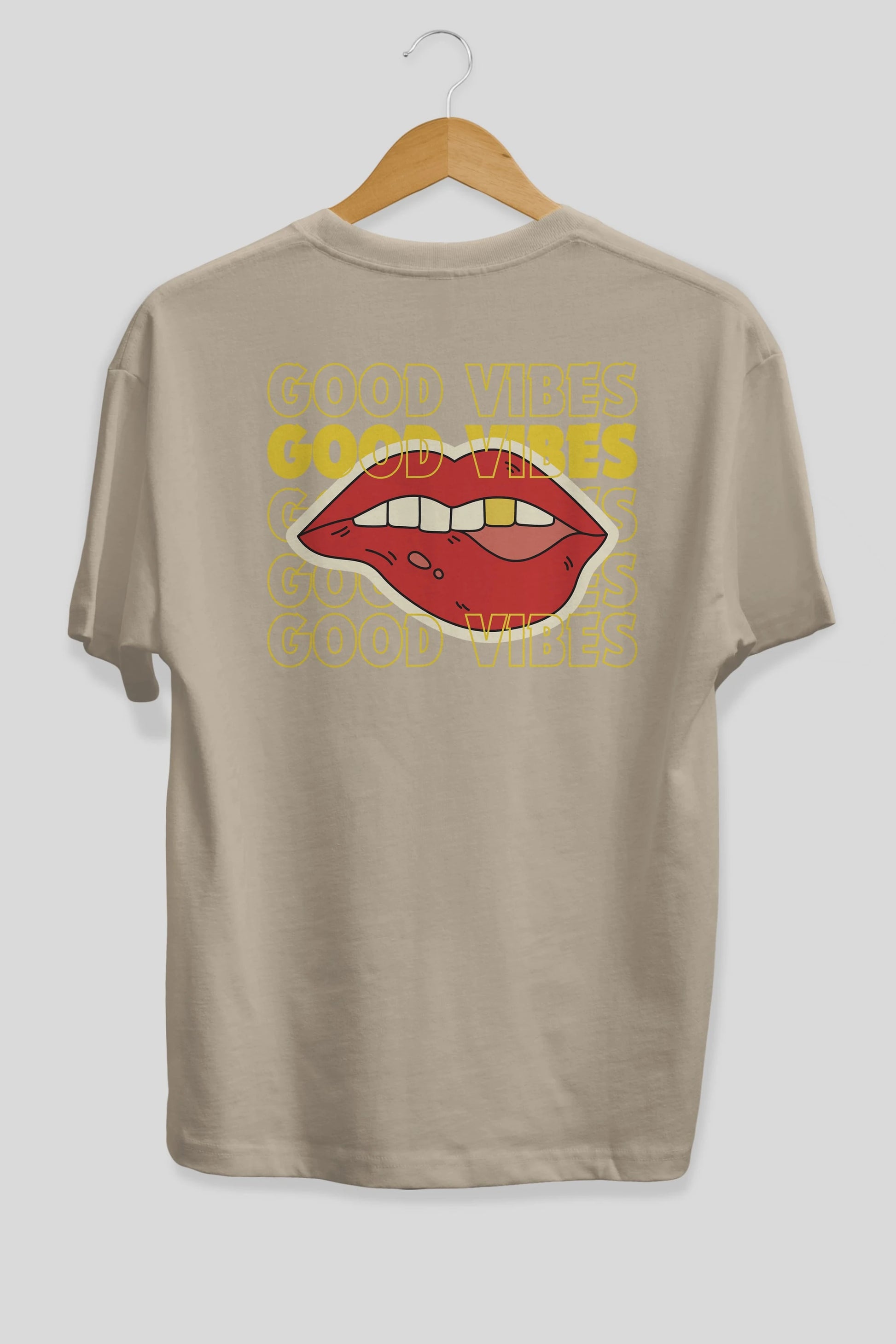 Good Vibes Yazılı 2 Arka Baskılı Oversize t-shirt Erkek Kadın Unisex