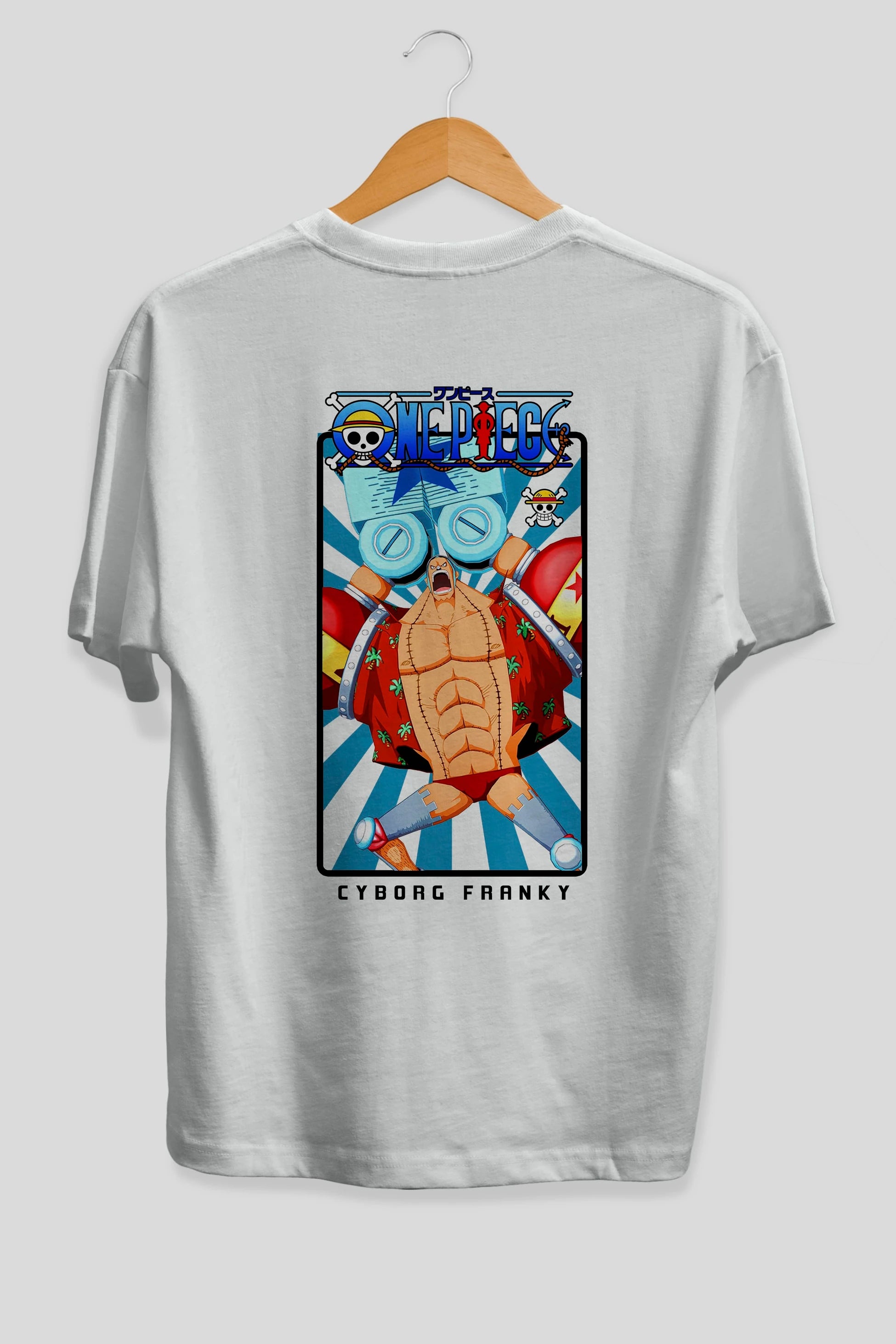 Franky Anime Arka Baskılı Oversize t-shirt Erkek Kadın Unisex %100 pamuk tişort