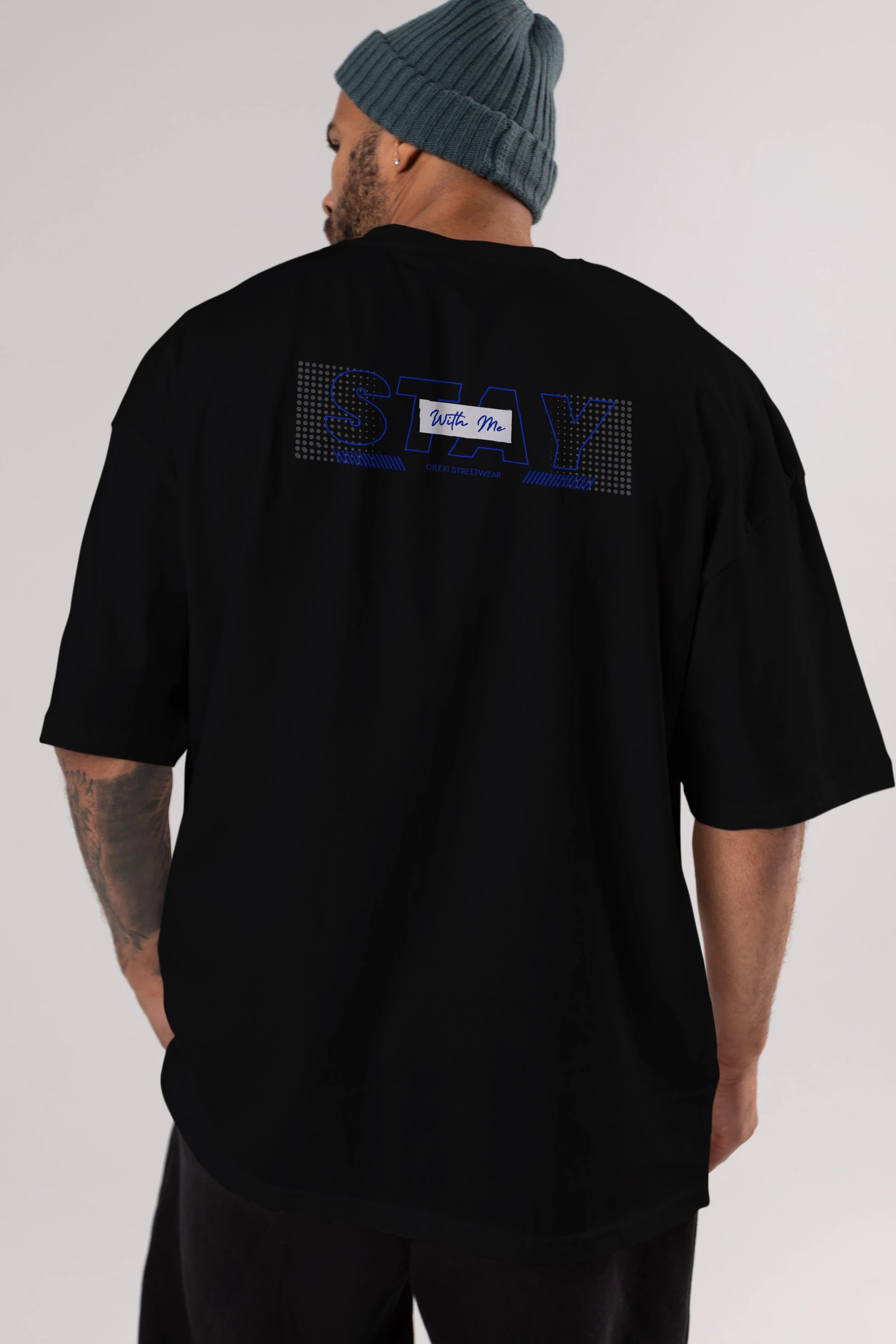 Stay with Me Yazılı Arka Baskılı Oversize t-shirt Erkek Kadın Unisex