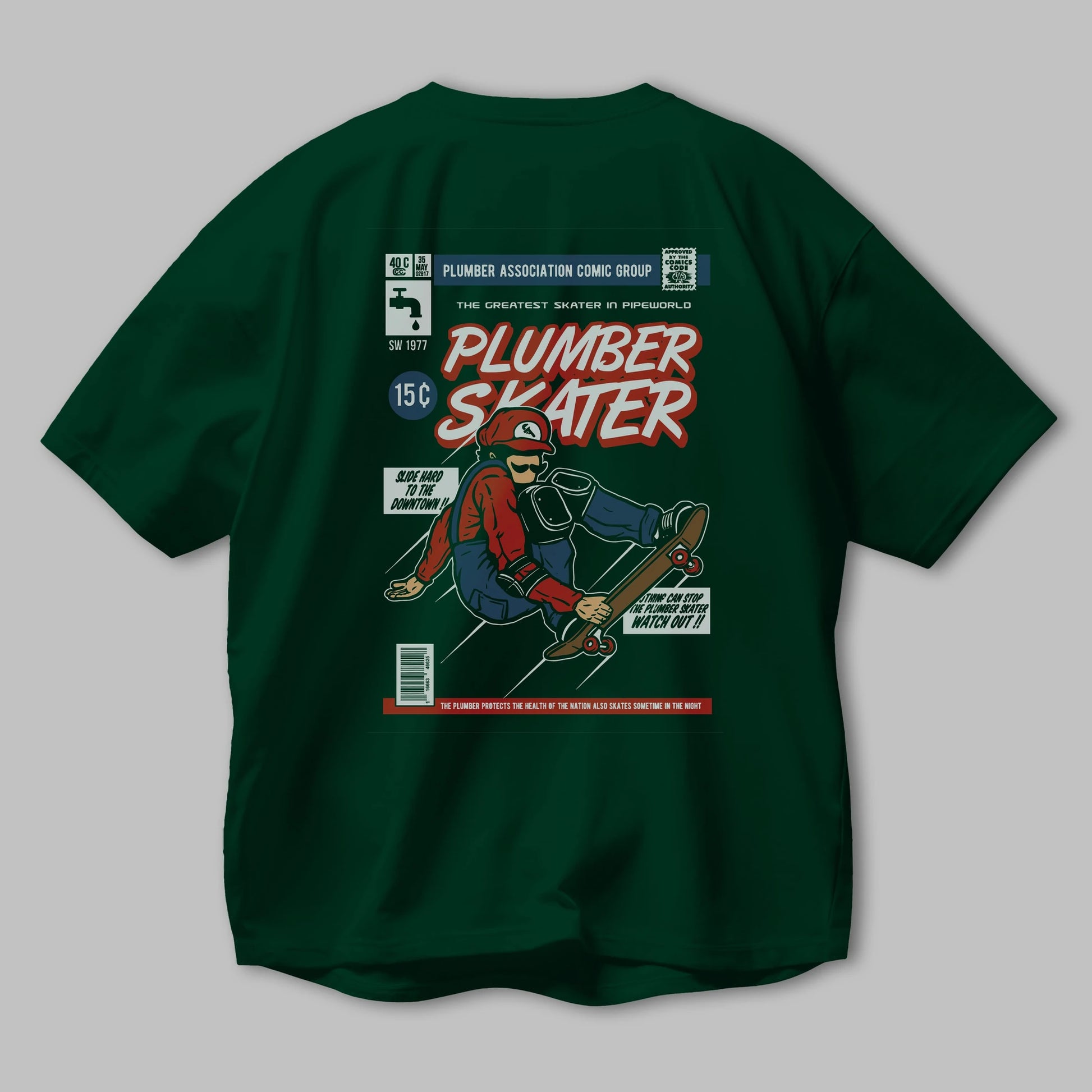 Plumber Skater Arka Baskılı Oversize t-shirt Erkek Kadın Unisex %100 Pamuk