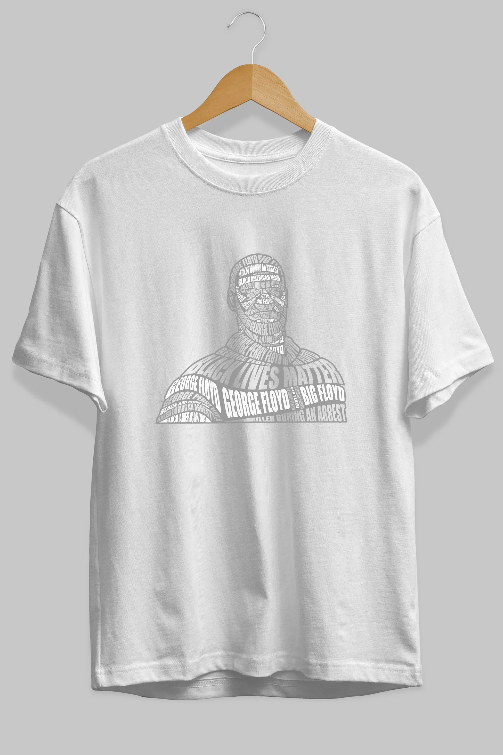 George Floyd Calligram Ön Baskılı Oversize t-shirt %100 pamuk Erkek Kadın Unisex
