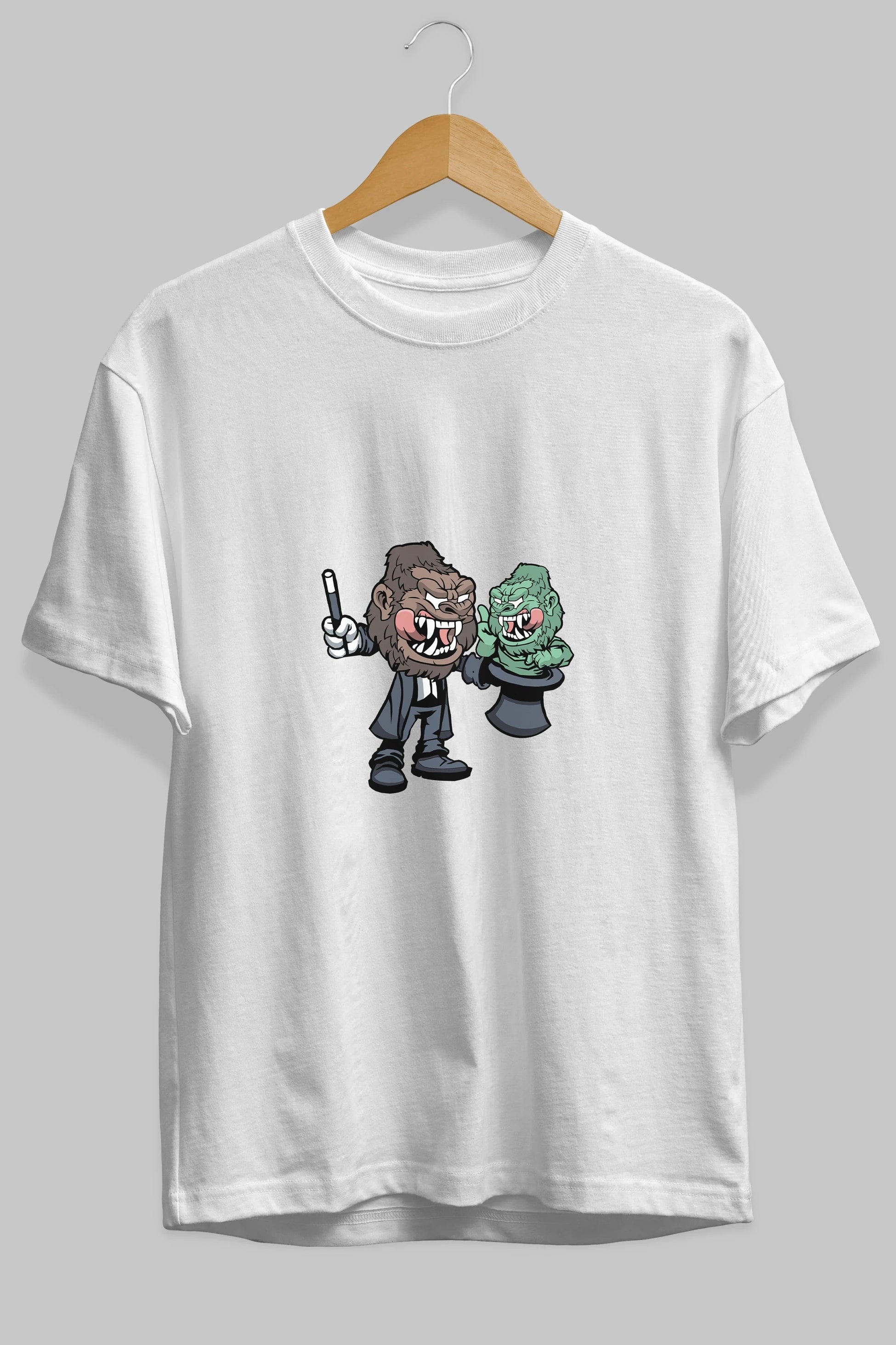 Gorilla Magician Ön Baskılı Oversize t-shirt Erkek Kadın Unisex %100 Pamuk tişort