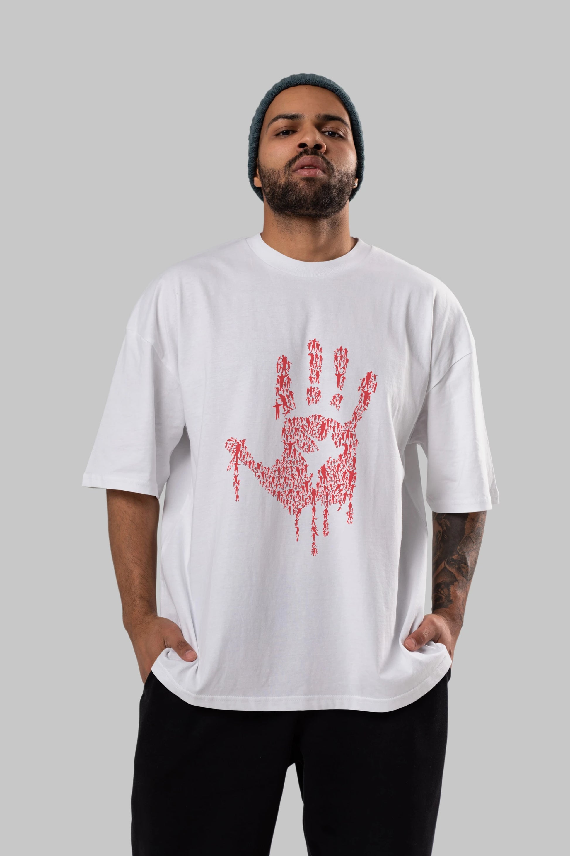 Hand Of Zombies Ön Baskılı Oversize t-shirt %100 pamuk Erkek Kadın Unisex