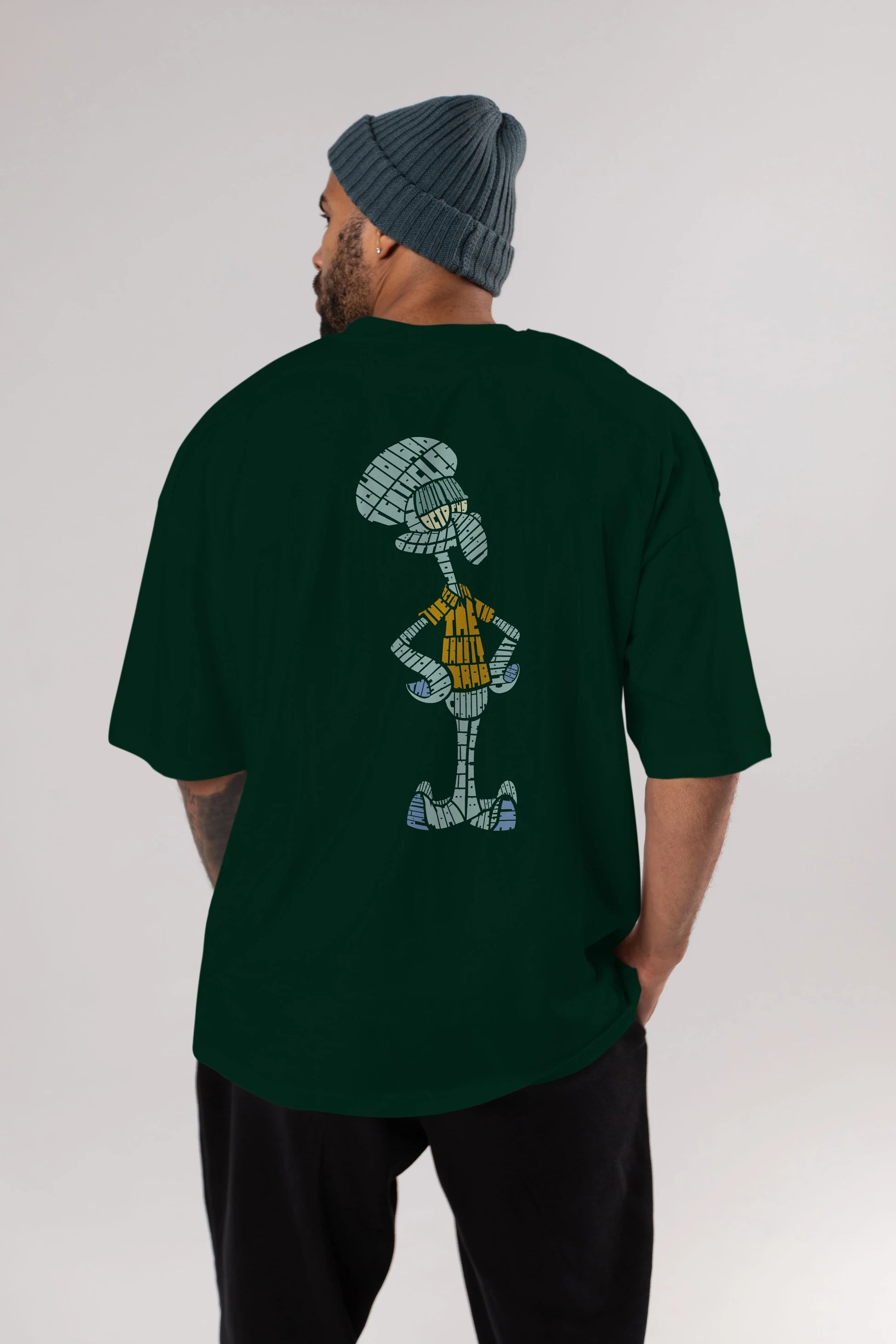 Squidward Arka Baskılı Oversize t-shirt %100 pamuk Erkek Kadın Unisex