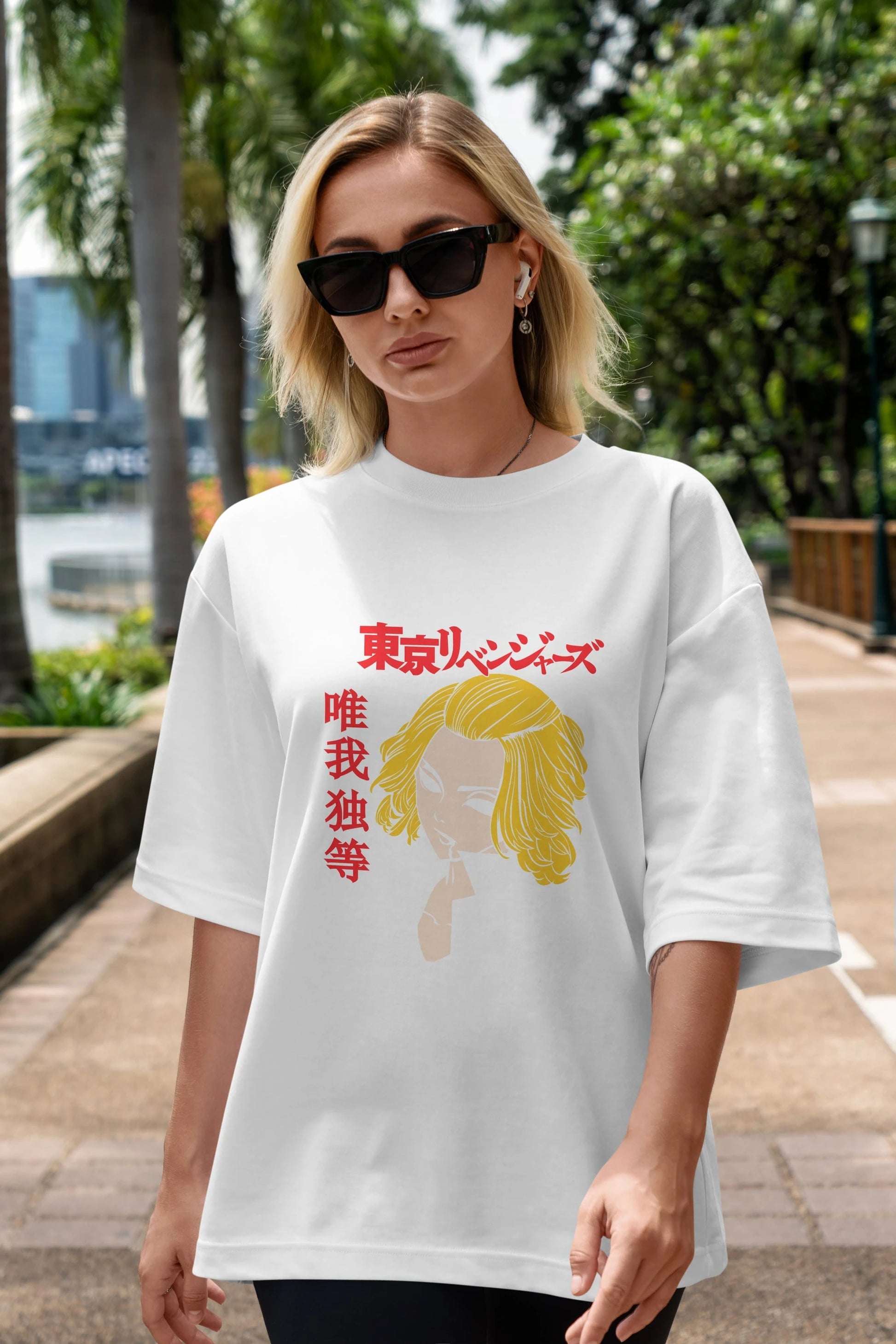 TokyoRev. M Anime Ön Baskılı Oversize t-shirt %100 pamuk Erkek Kadın Unisex