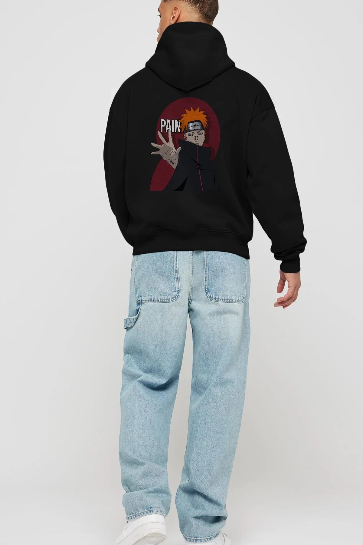 PAIN NARUTO Anime Arka Baskılı Hoodie Oversize Kapüşonlu Sweatshirt Erkek Kadın Unisex