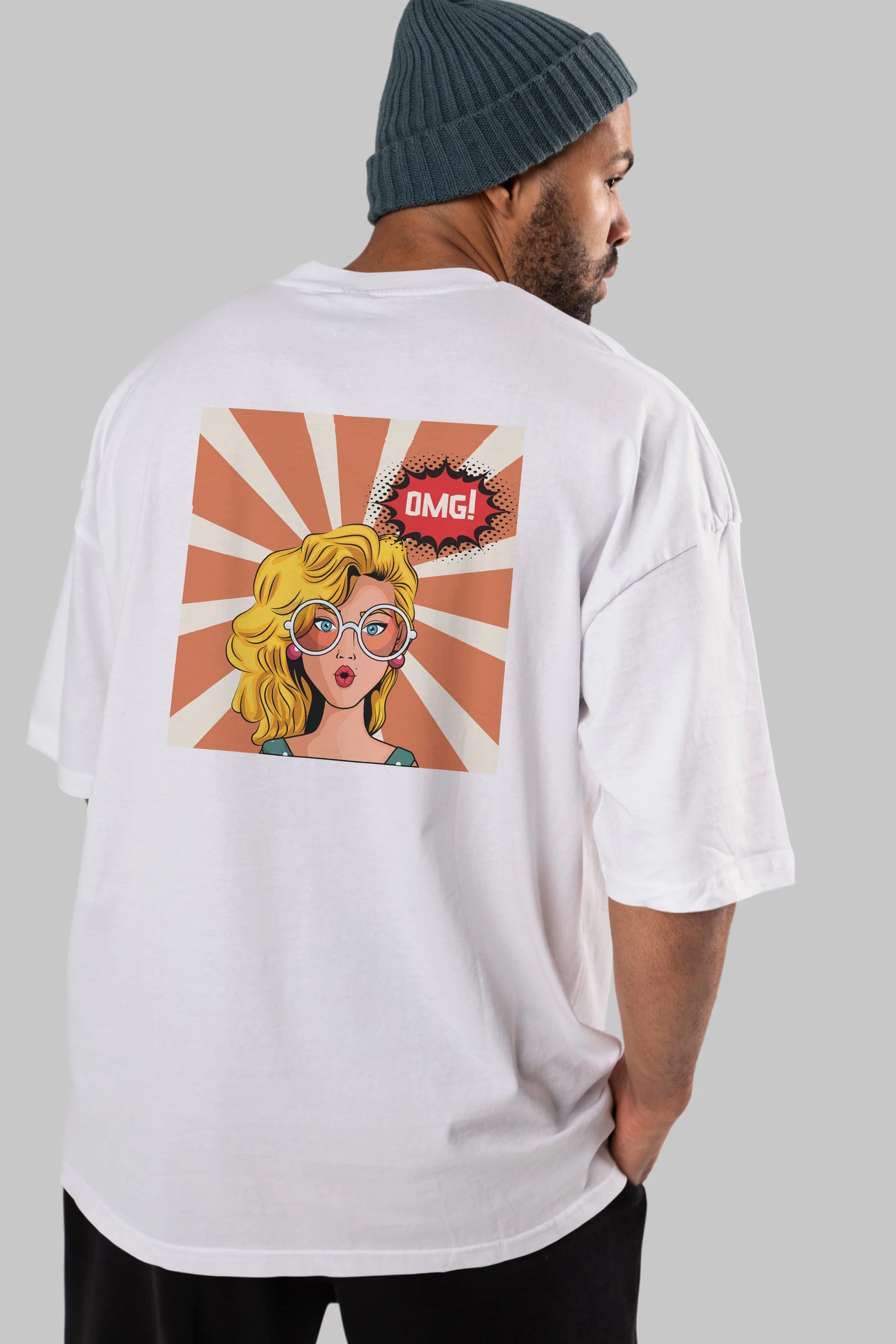 OMG Yazılı Retro Arka Baskılı Oversize t-shirt Erkek Kadın Unisex