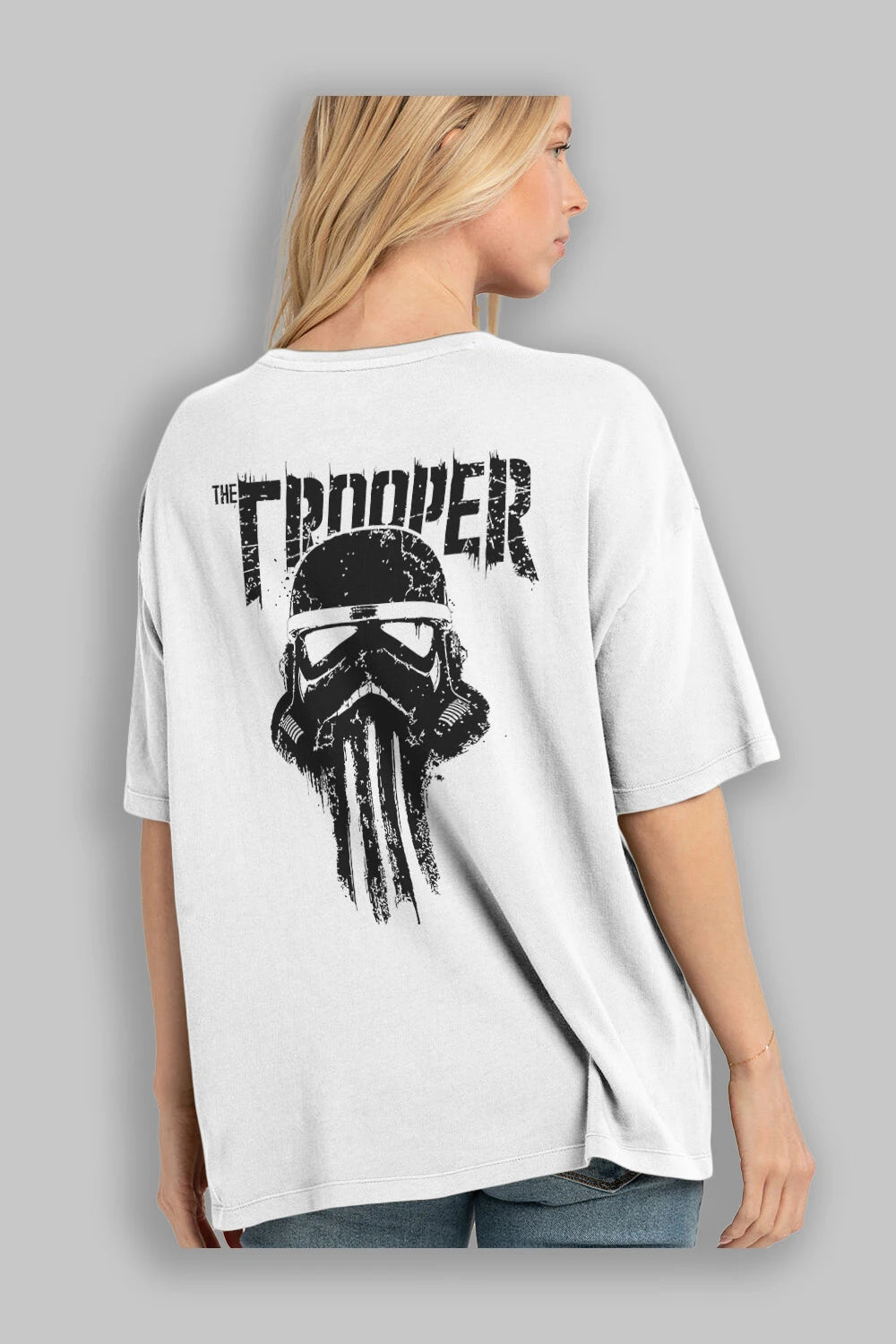 The Trooper Arka Baskılı Oversize t-shirt Erkek Kadın Unisex %100 Pamuk Bisiklet Yaka tişort
