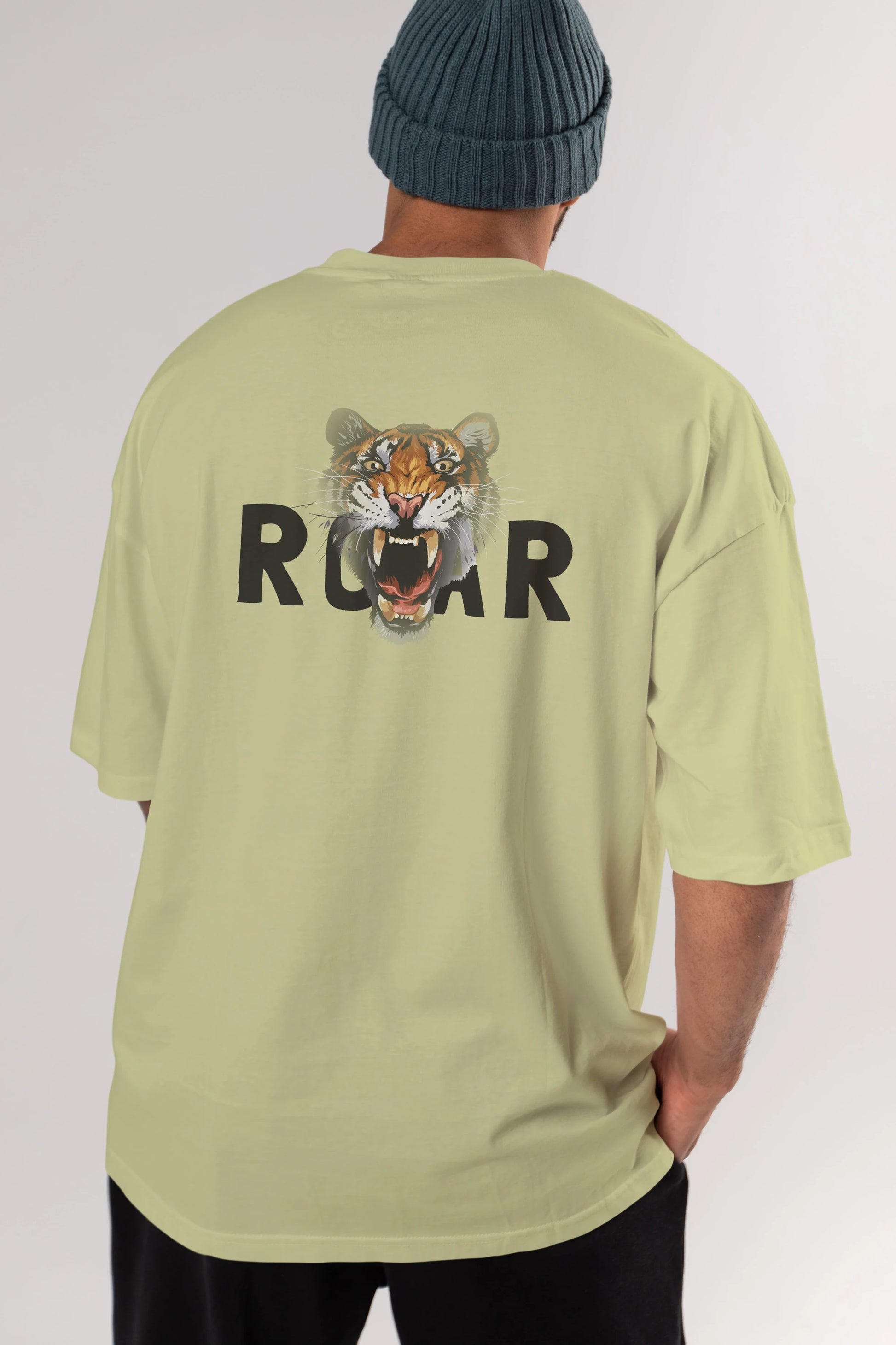 Teddy Bear Roar Arka Baskılı Oversize t-shirt Erkek Kadın Unisex %100 Pamuk