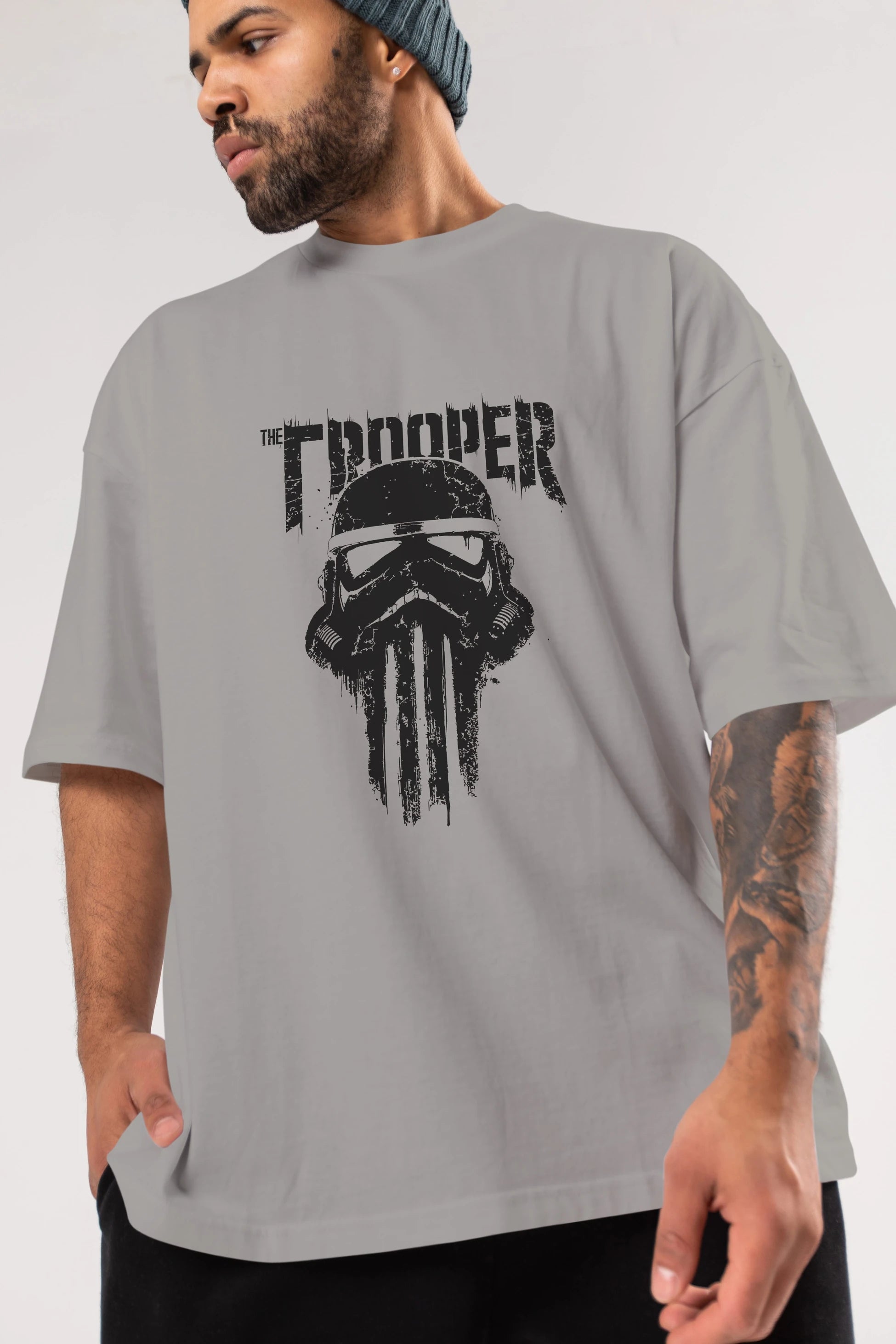 The Trooper Ön Baskılı Oversize t-shirt Erkek Kadın Unisex %100 Pamuk Bisiklet Yaka tişort