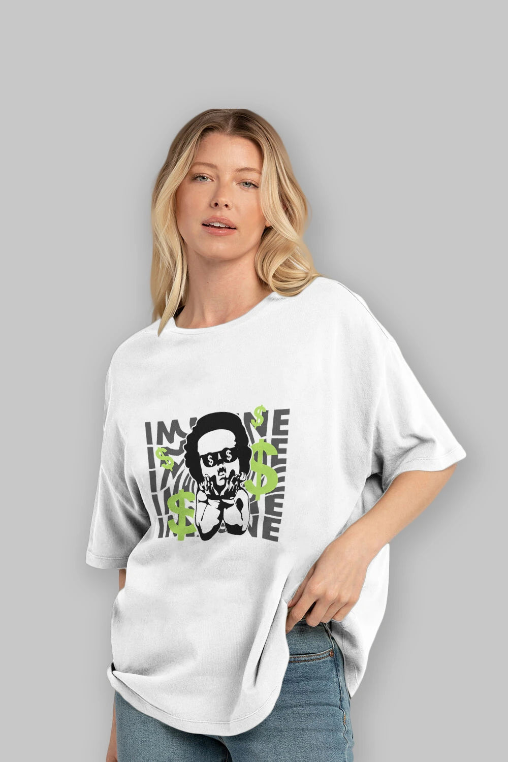 Imagine Crazy Rich Ön Baskılı Oversize t-shirt Erkek Kadın Unisex