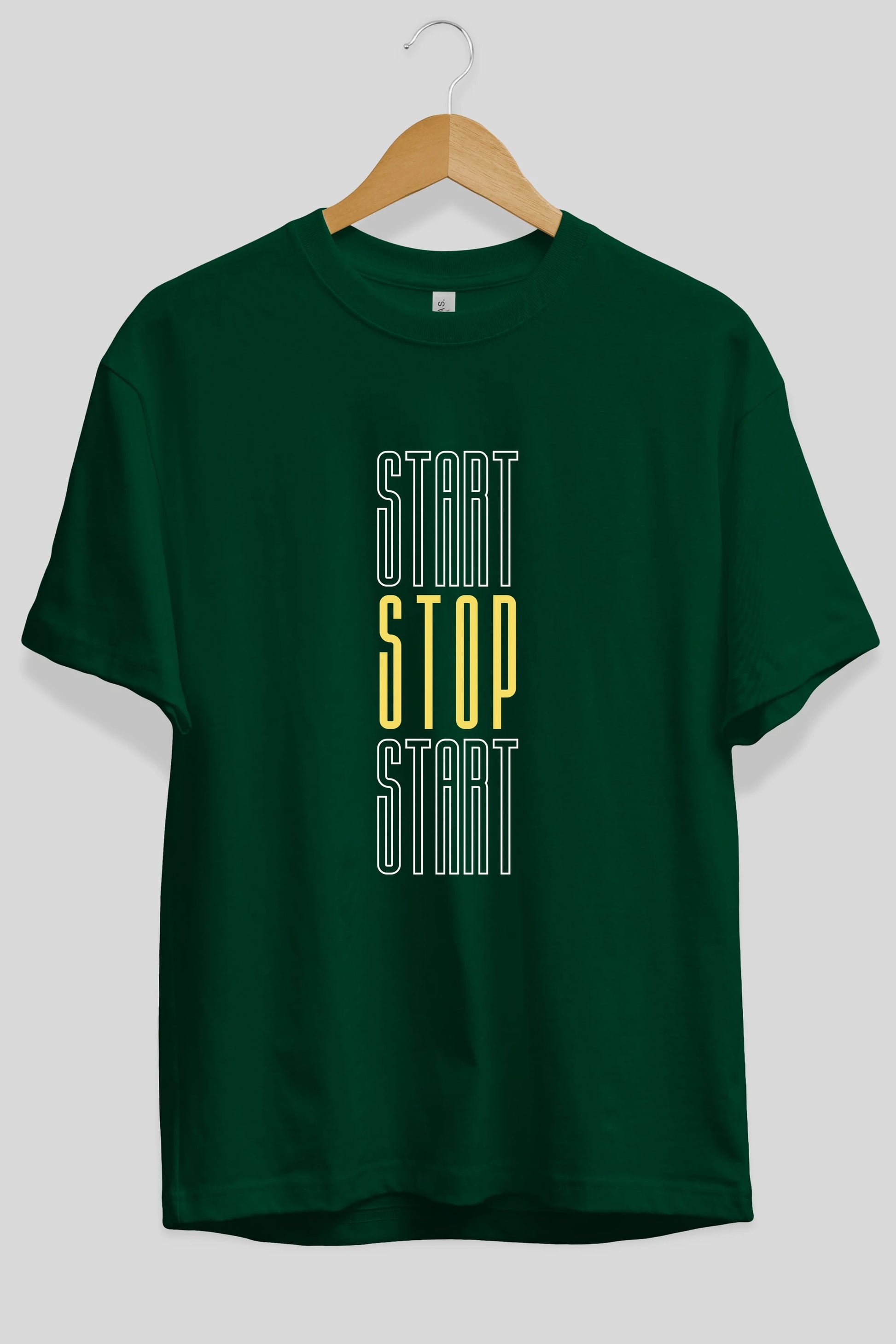 Start Stop Start Yazılı Ön Baskılı Oversize t-shirt Erkek Kadın Unisex