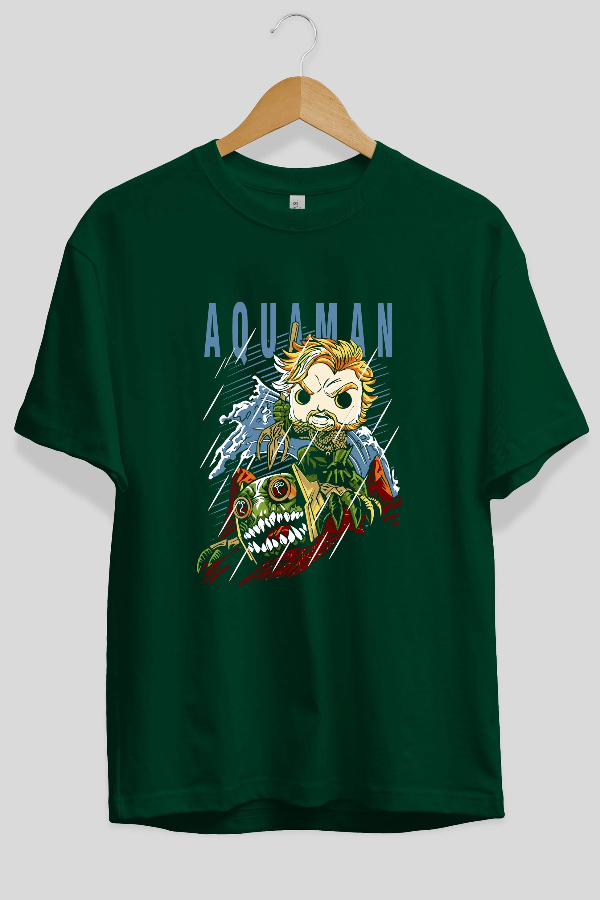 Aquaman Ön Baskılı Oversize t-shirt Erkek Kadın Unisex %100 Pamuk Bisiklet Yaka tişort