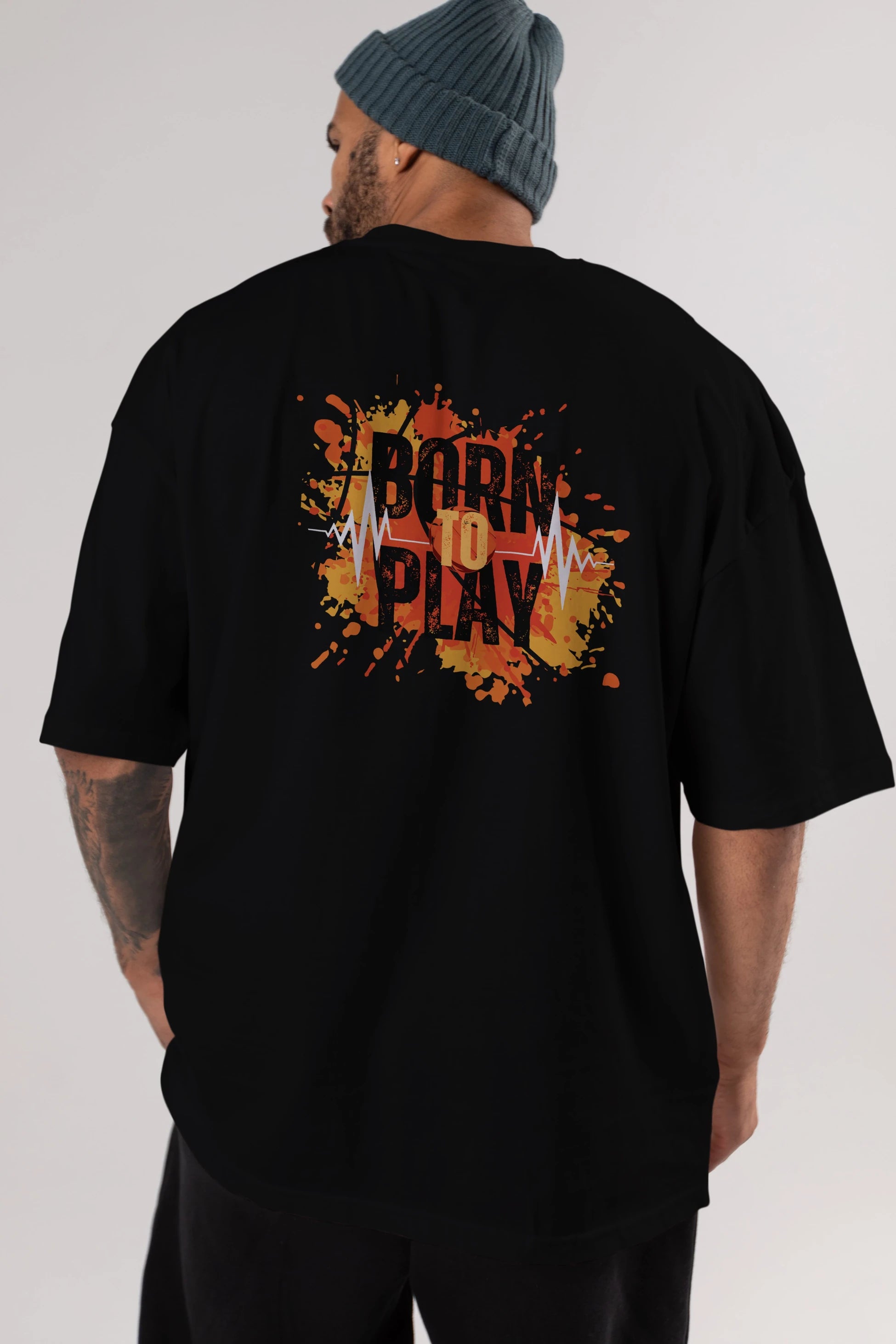 Born to Play Yazılı Arka Baskılı Oversize t-shirt Erkek Kadın Unisex