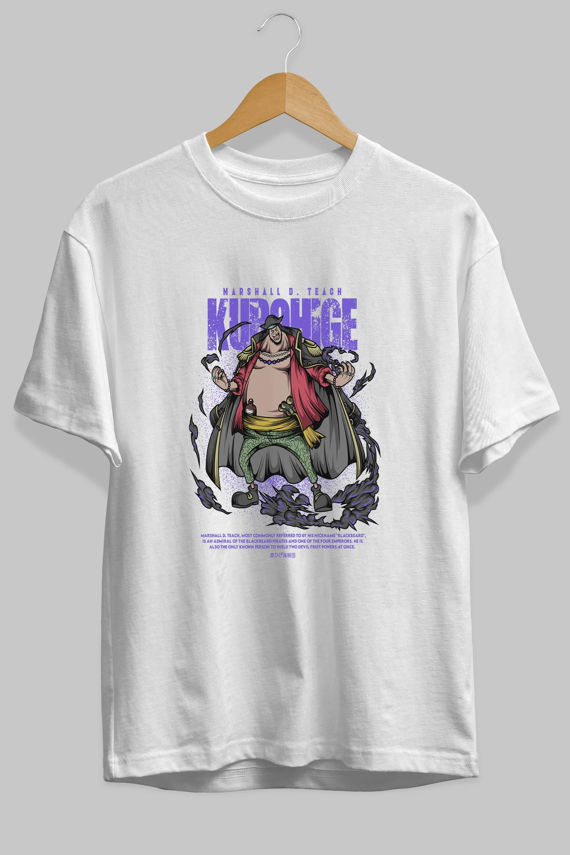 Marshall D. Teach Anime Ön Baskılı Oversize t-shirt %100 pamuk Erkek Kadın Unisex