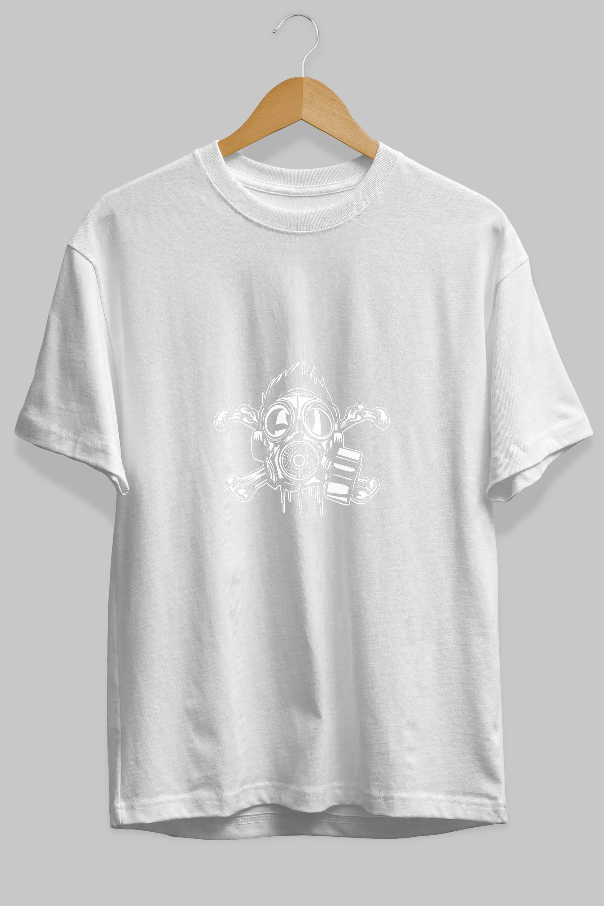 Cross Bones Gasmask Ön Baskılı Oversize t-shirt Erkek Kadın Unisex %100 Pamuk tişort