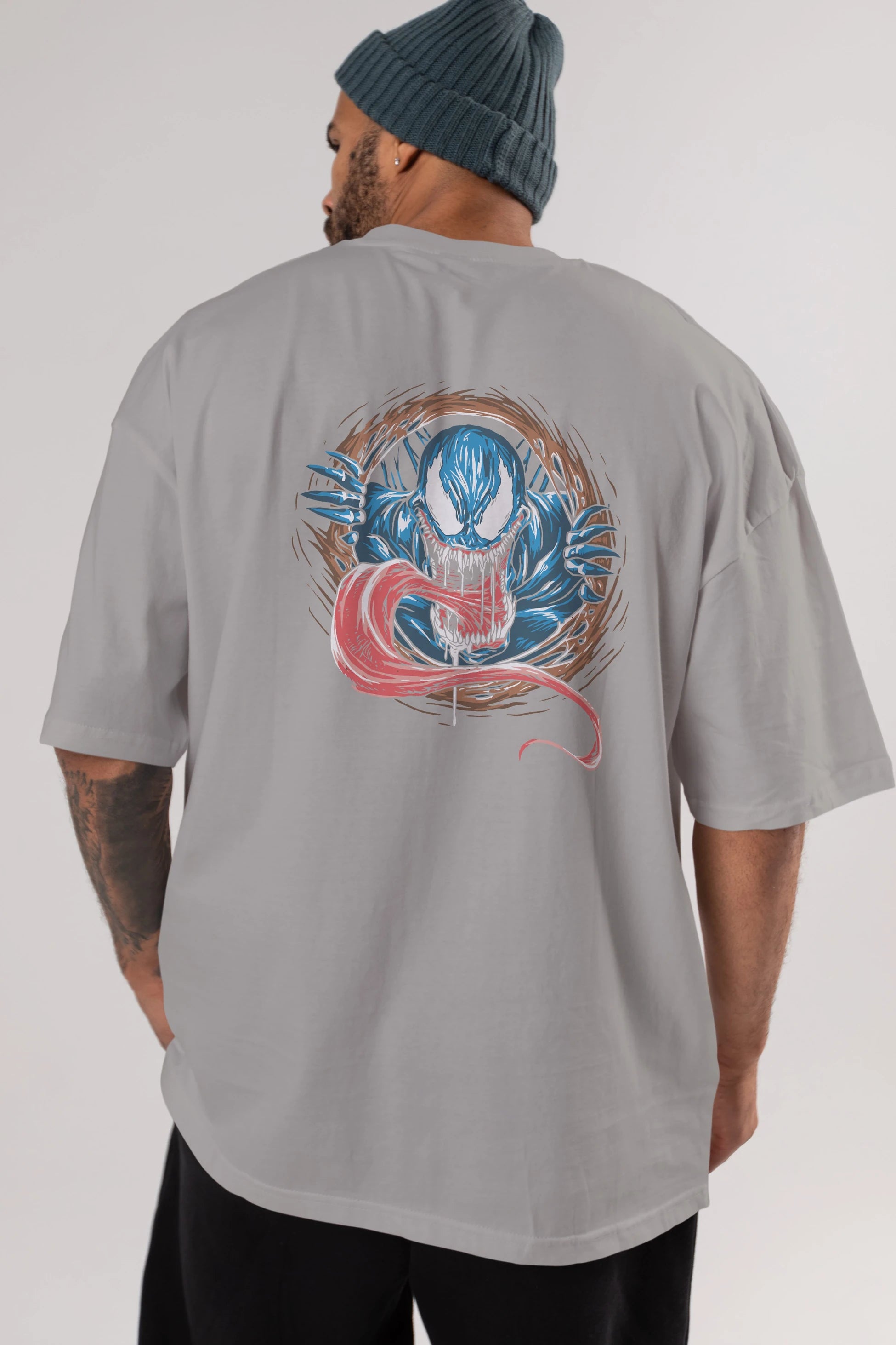 Venom (7) Arka Baskılı Oversize t-shirt Erkek Kadın Unisex %100 Pamuk Bisiklet Yaka tişort