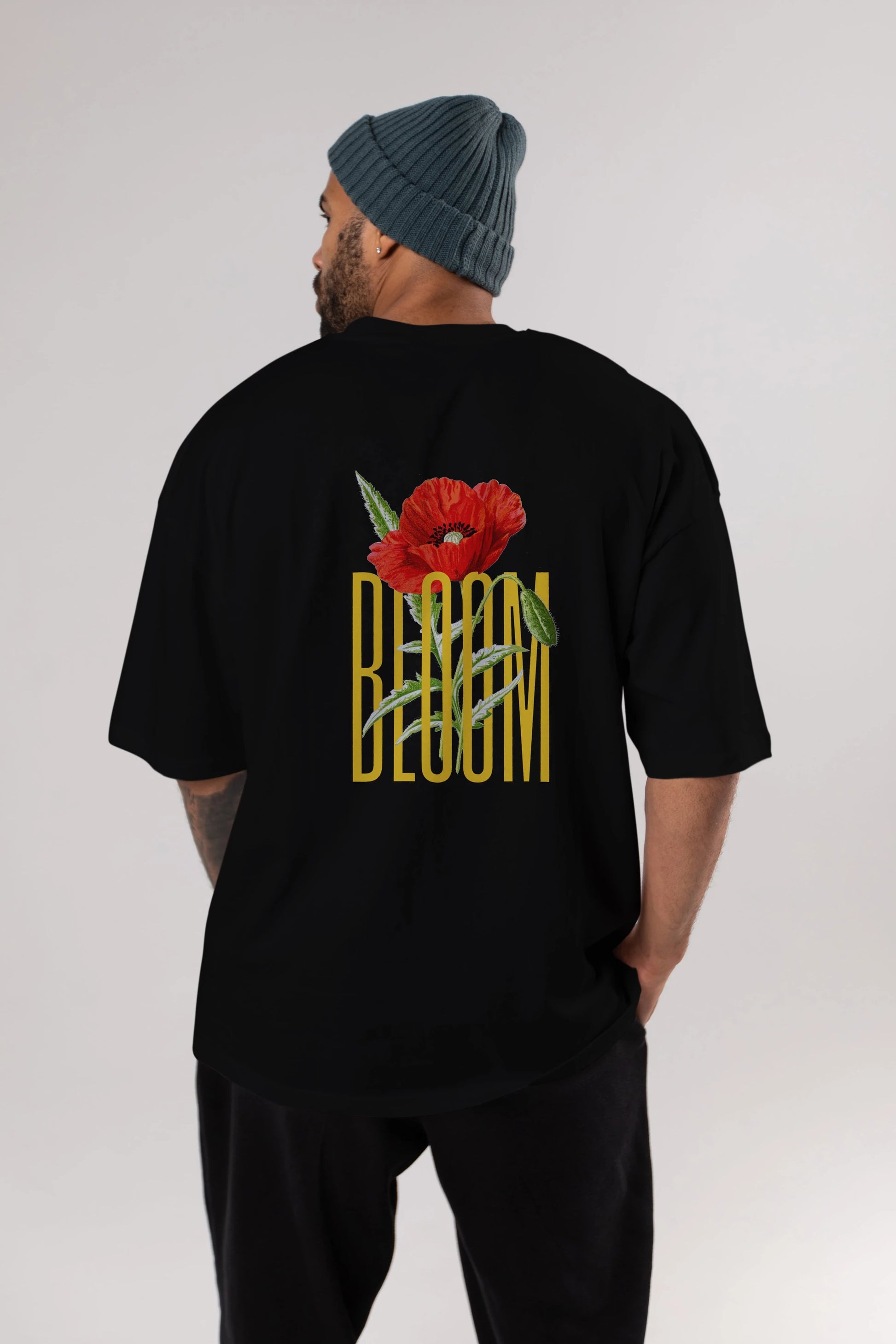 Bloom Flower Arka Baskılı Oversize t-shirt Erkek Kadın Unisex