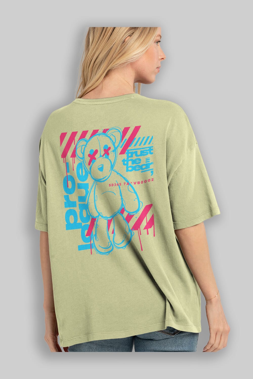 Trust The Bear Arka Baskılı Oversize t-shirt Erkek Kadın Unisex