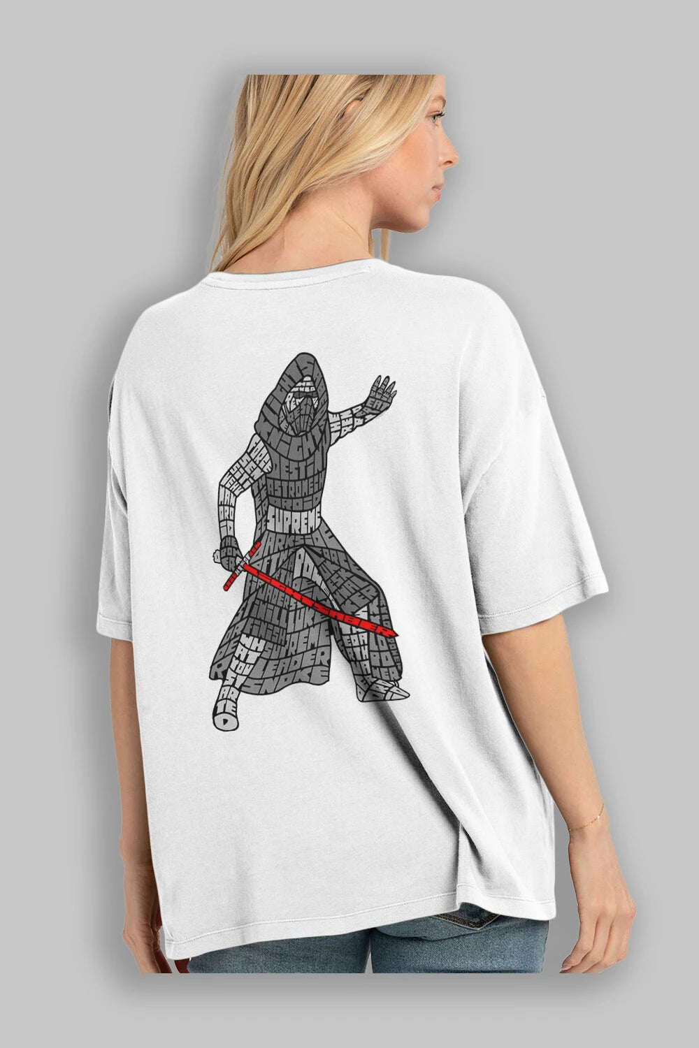 Kylo Arka Baskılı Oversize t-shirt %100 pamuk Erkek Kadın Unisex