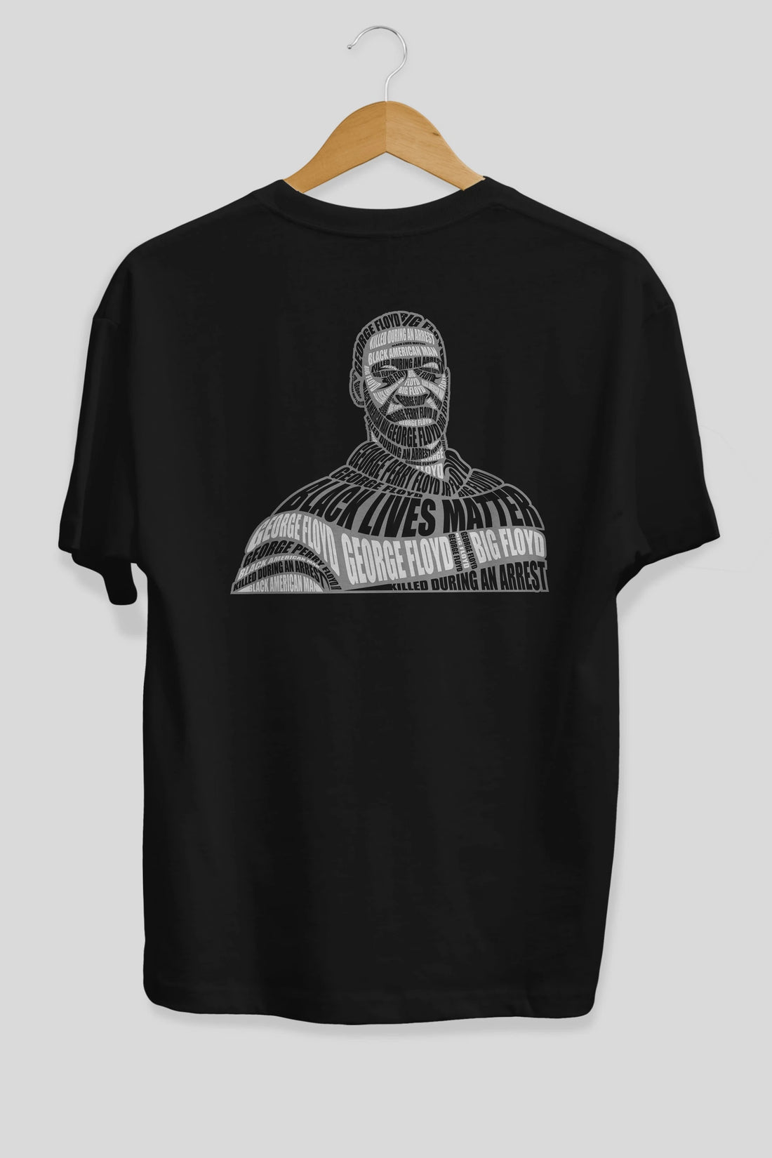 George Floyd Calligram Arka Baskılı Oversize t-shirt %100 pamuk Erkek Kadın Unisex