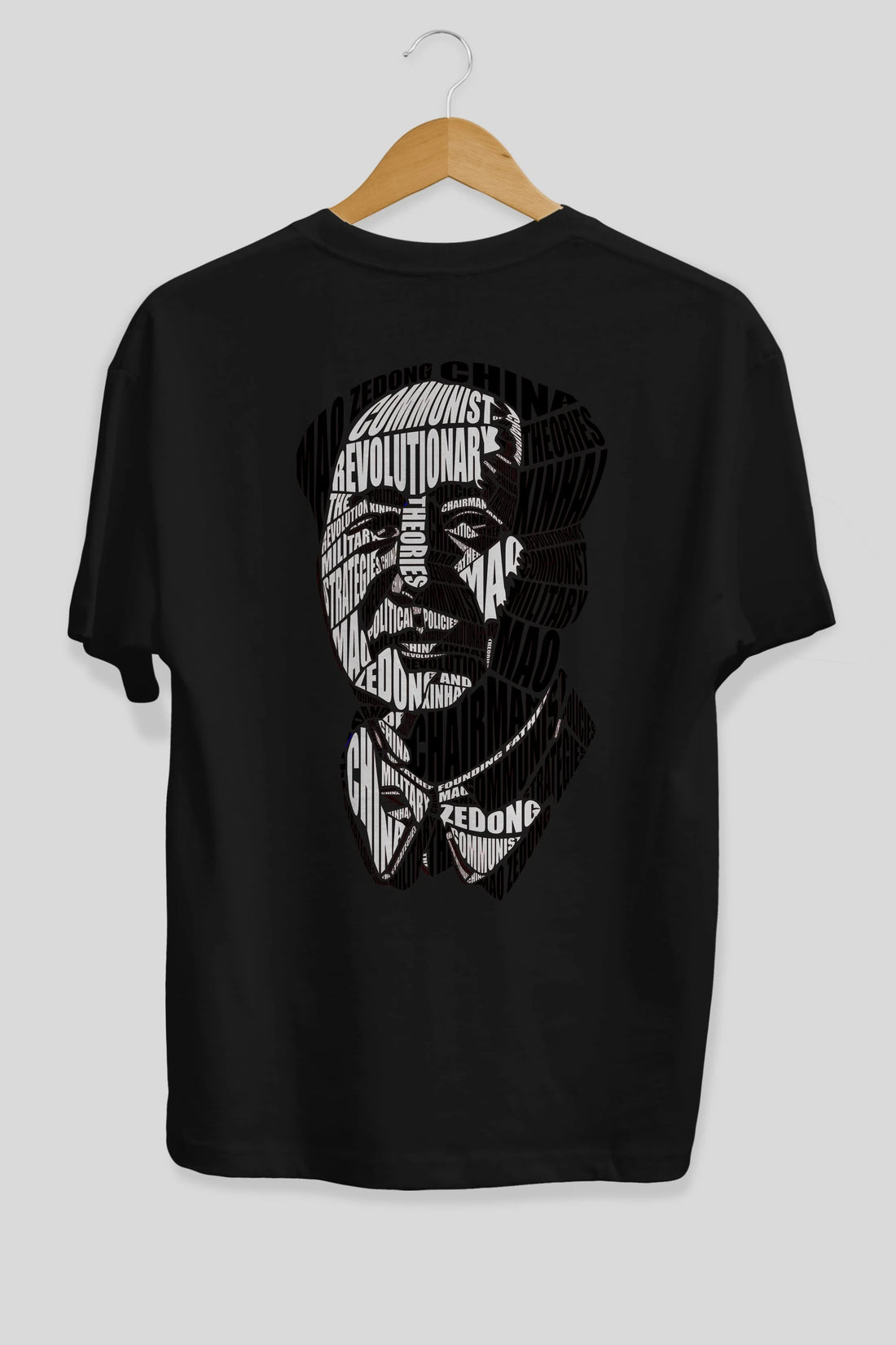Mao Zedong Calligram Arka Baskılı Oversize t-shirt %100 pamuk Erkek Kadın Unisex