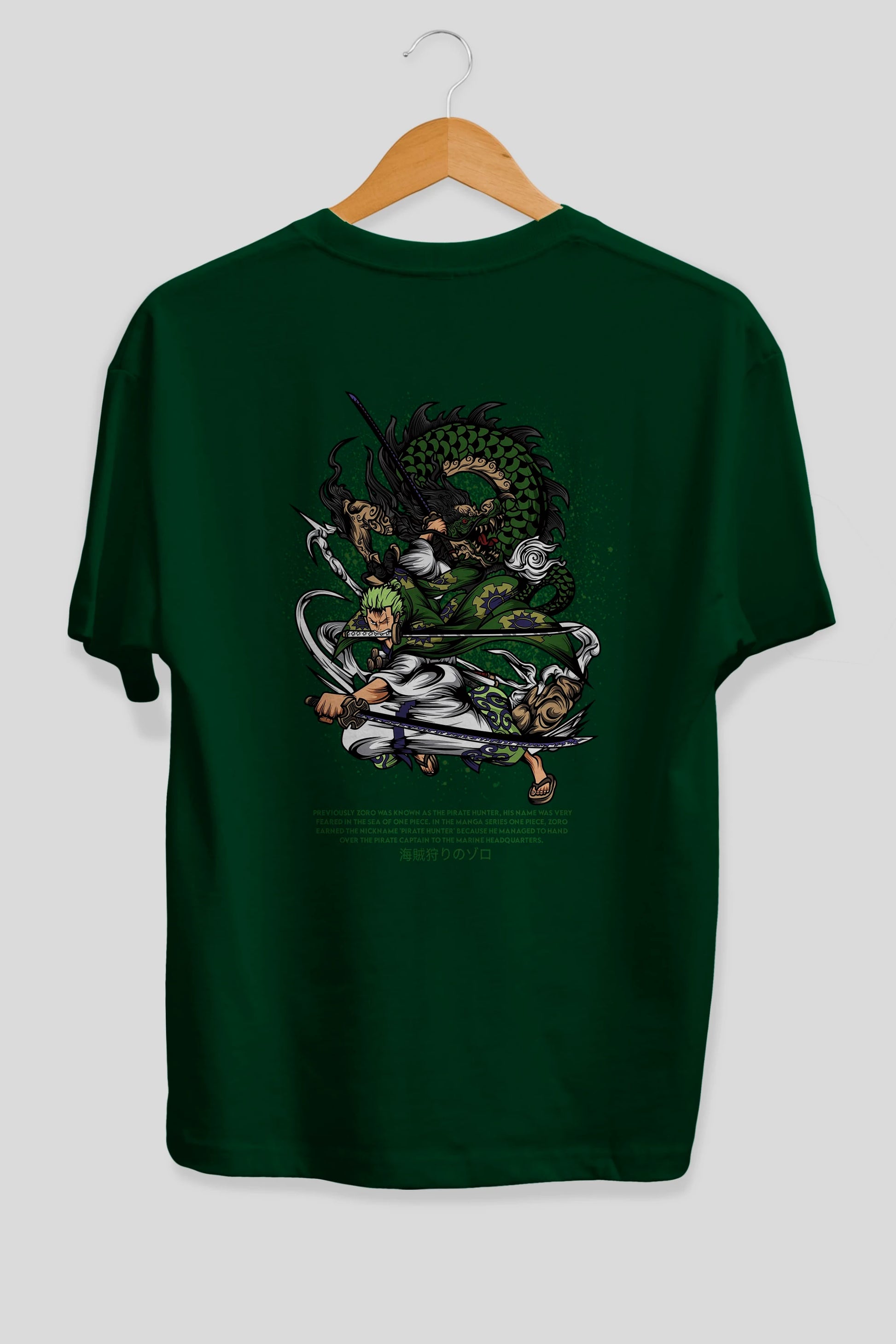 Zoro-ONE PIECE Anime Arka Baskılı Oversize t-shirt Erkek Kadın Unisex