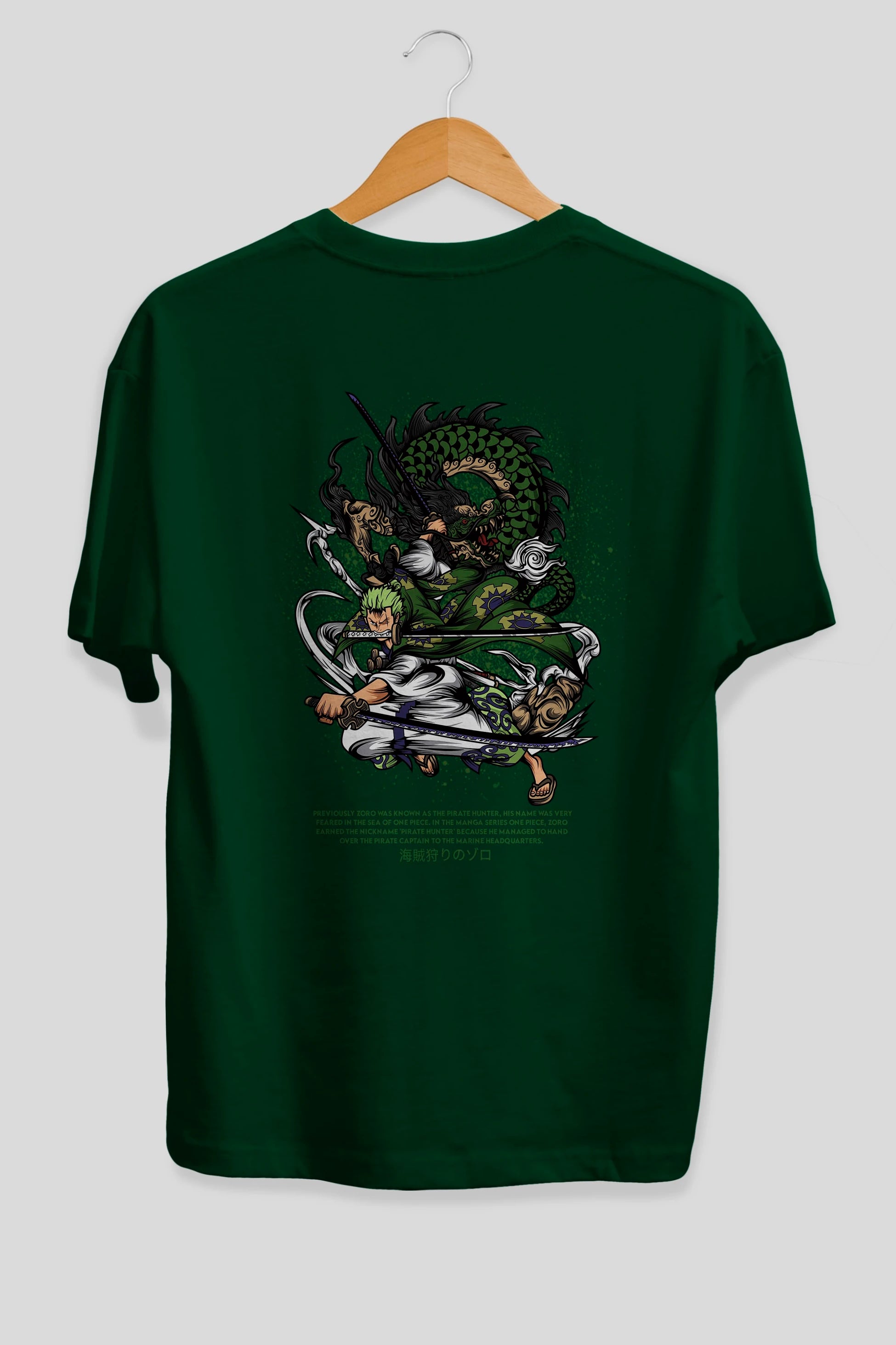 Zoro-ONE PIECE Anime Arka Baskılı Oversize t-shirt Erkek Kadın Unisex