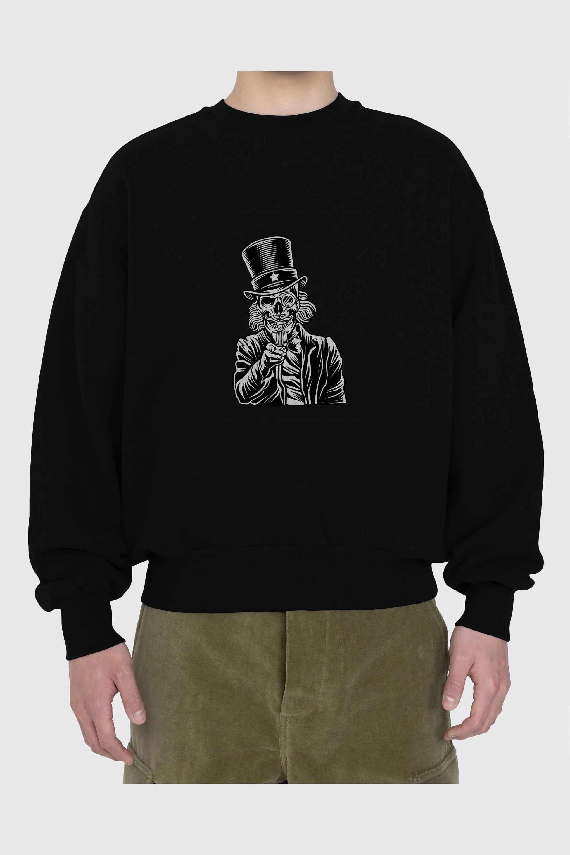 I Want You Skull Ön Baskılı Oversize Sweatshirt Erkek Kadın Unisex