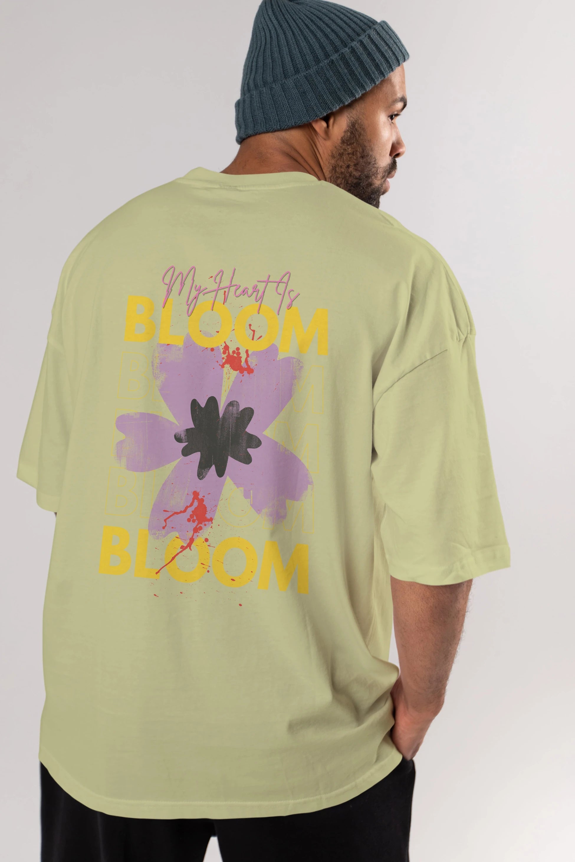 Bloom Yazılı Arka Baskılı Oversize t-shirt Erkek Kadın Unisex