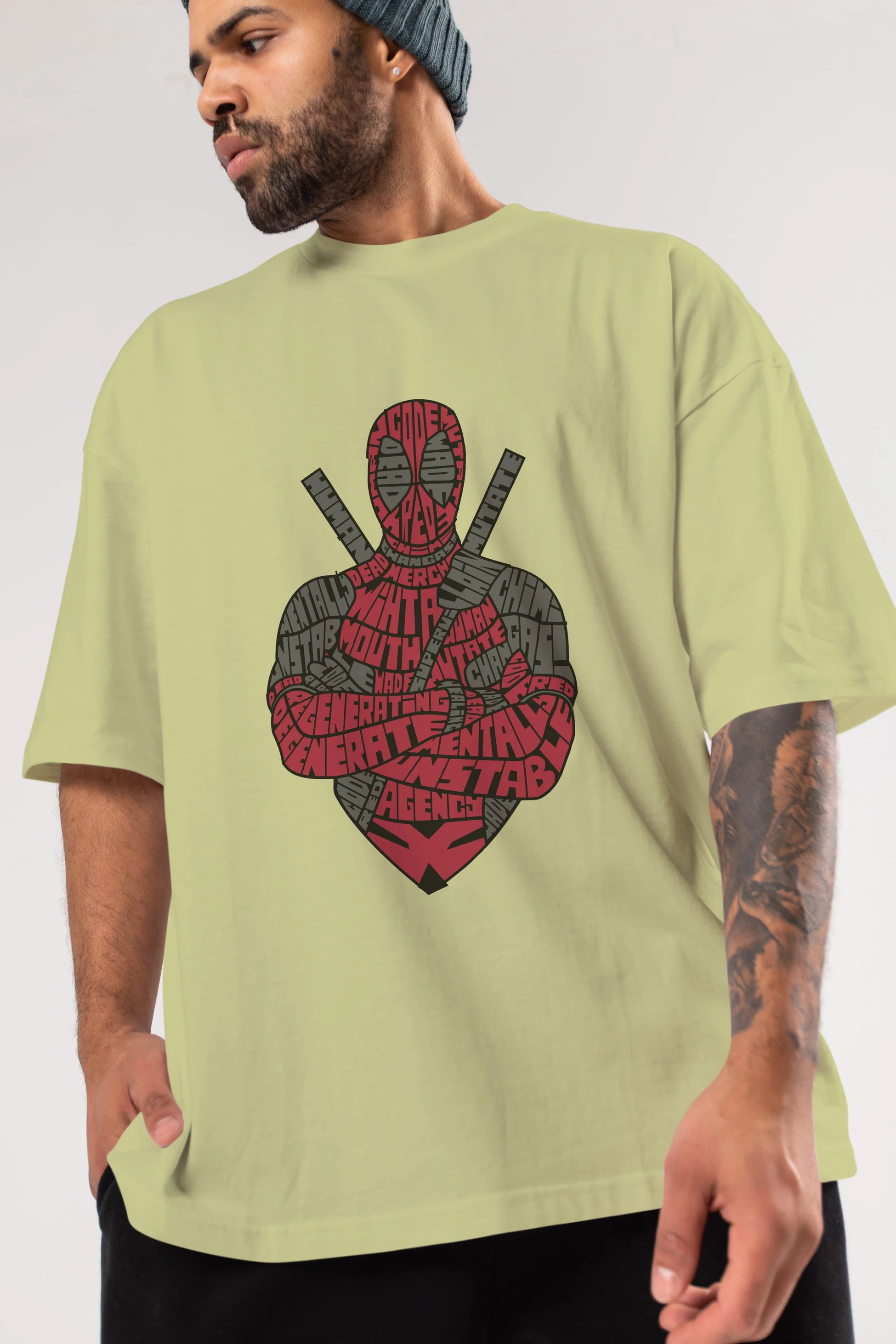 Dead Red Ön Baskılı Oversize t-shirt %100 pamuk Erkek Kadın Unisex