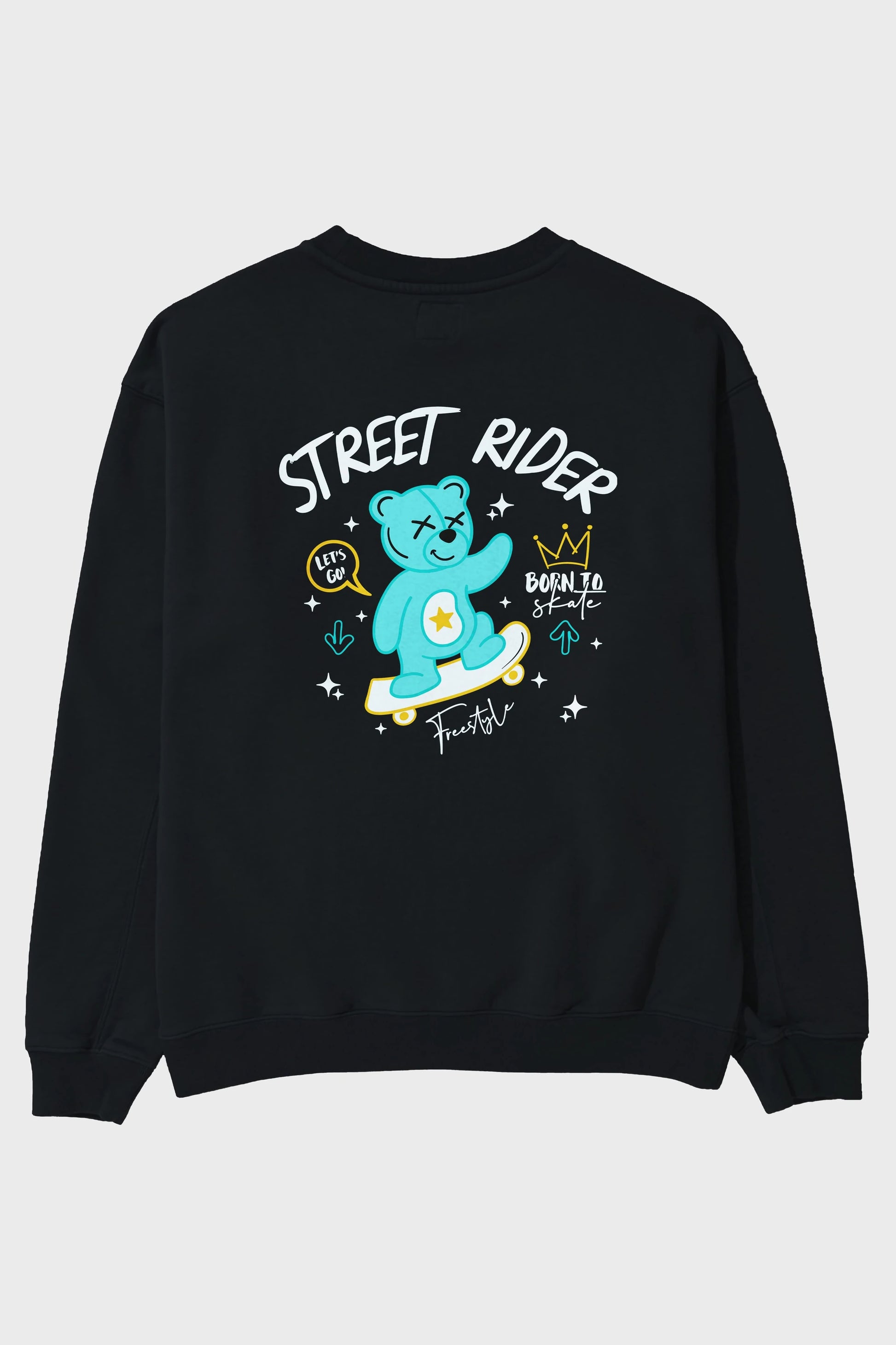 Street Rider Bear Arka Baskılı Oversize Sweatshirt Erkek Kadın Unisex