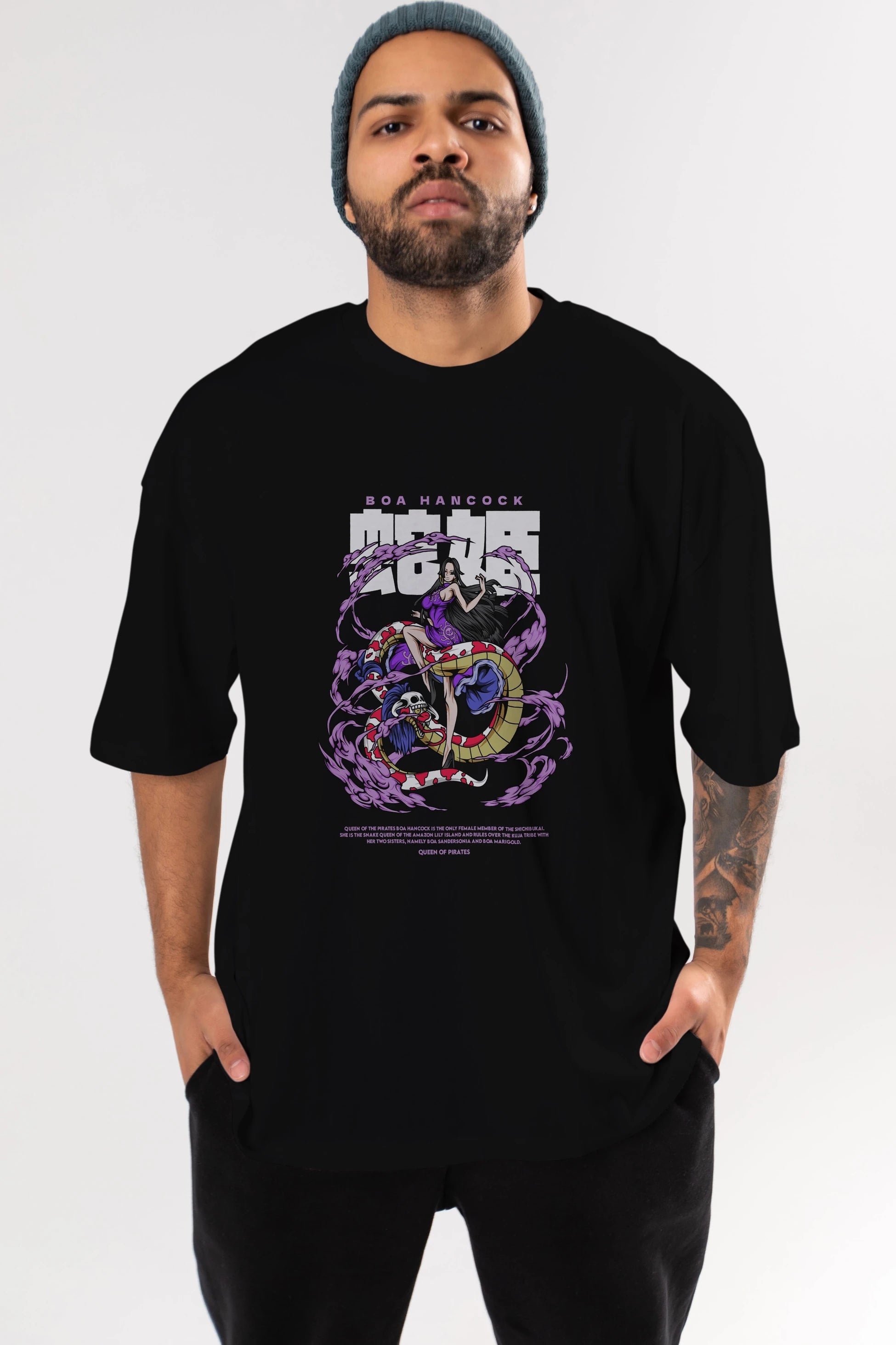 Boa Hancock Anime Ön Baskılı Oversize t-shirt %100 pamuk Erkek Kadın Unisex