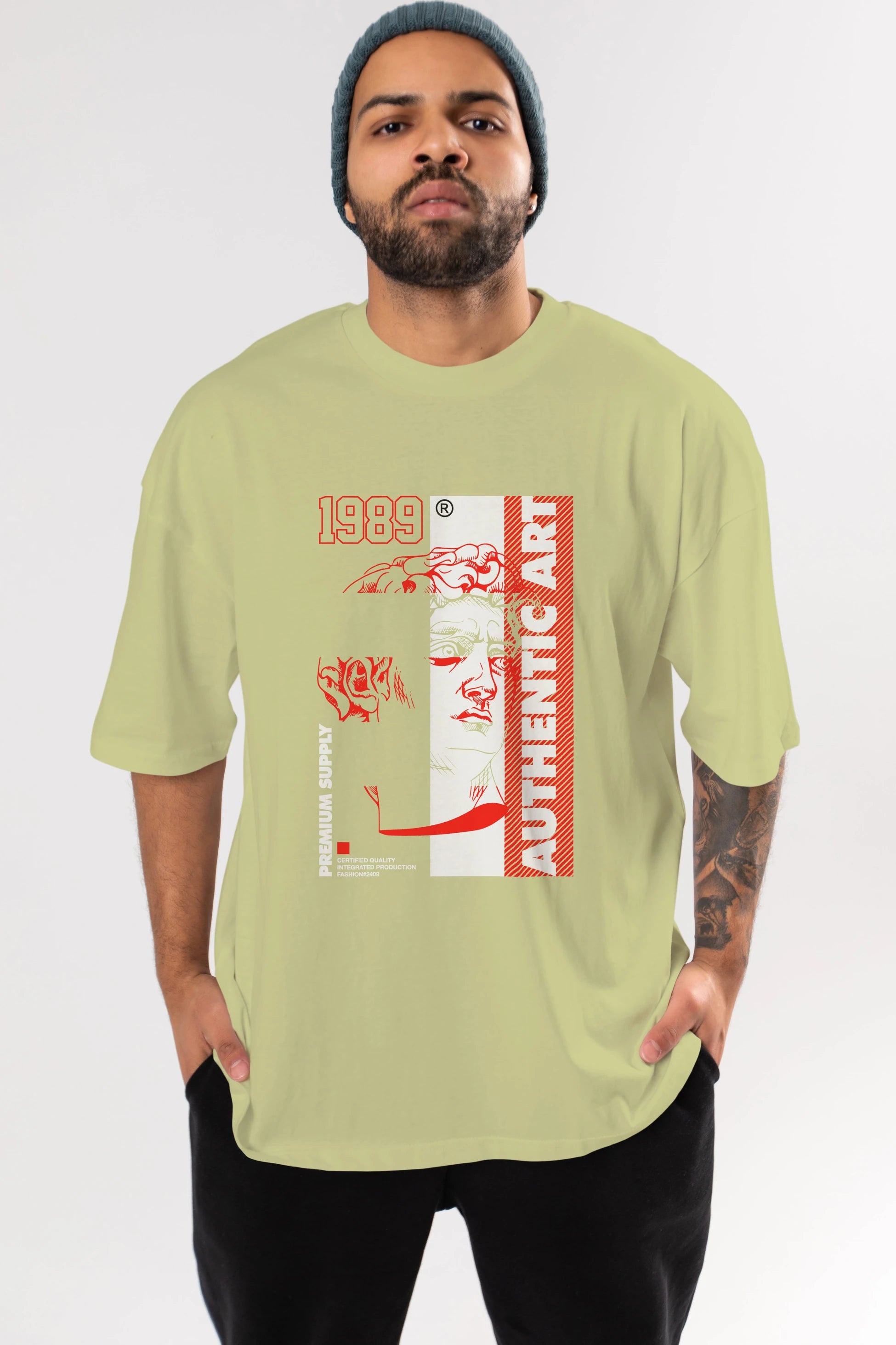 Authentic Art Ön Baskılı Oversize t-shirt Erkek Kadın Unisex