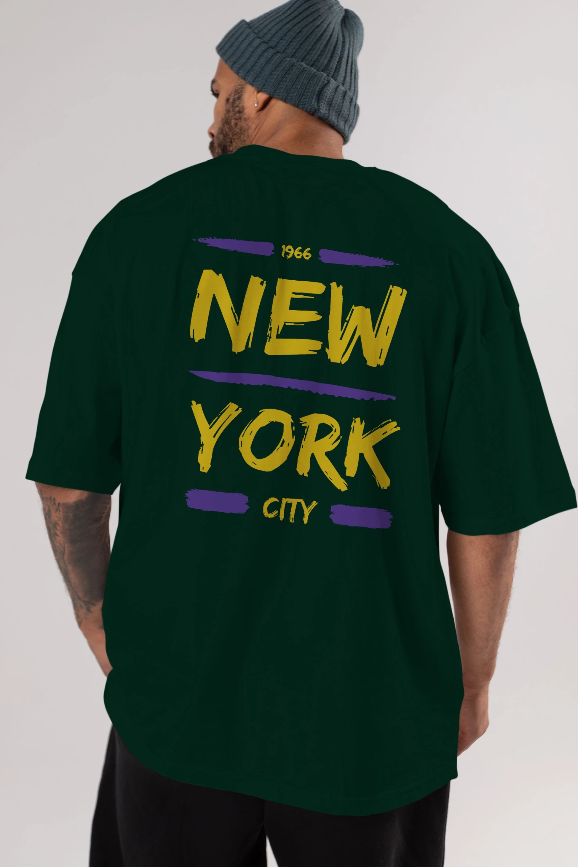 New York City 2 Arka Baskılı Oversize t-shirt Erkek Kadın Unisex
