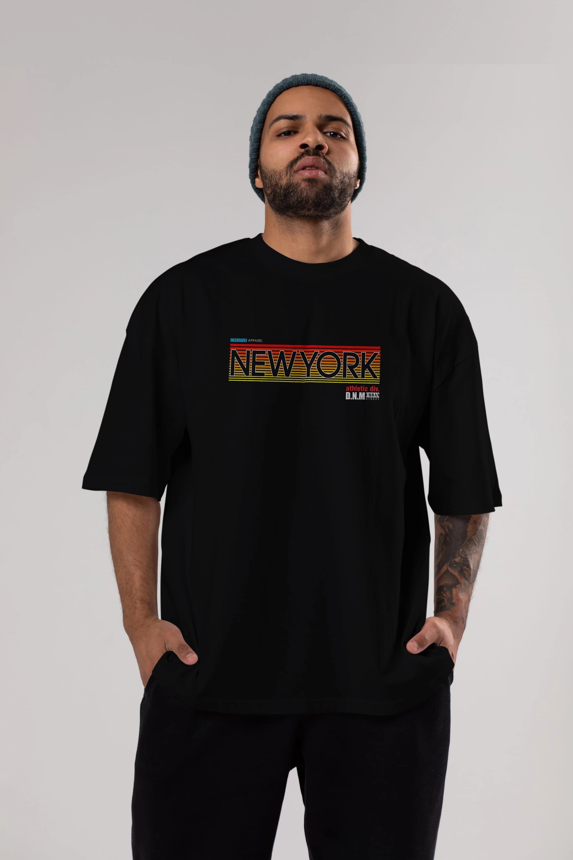 New York Denim Ön Baskılı Oversize t-shirt Erkek Kadın Unisex