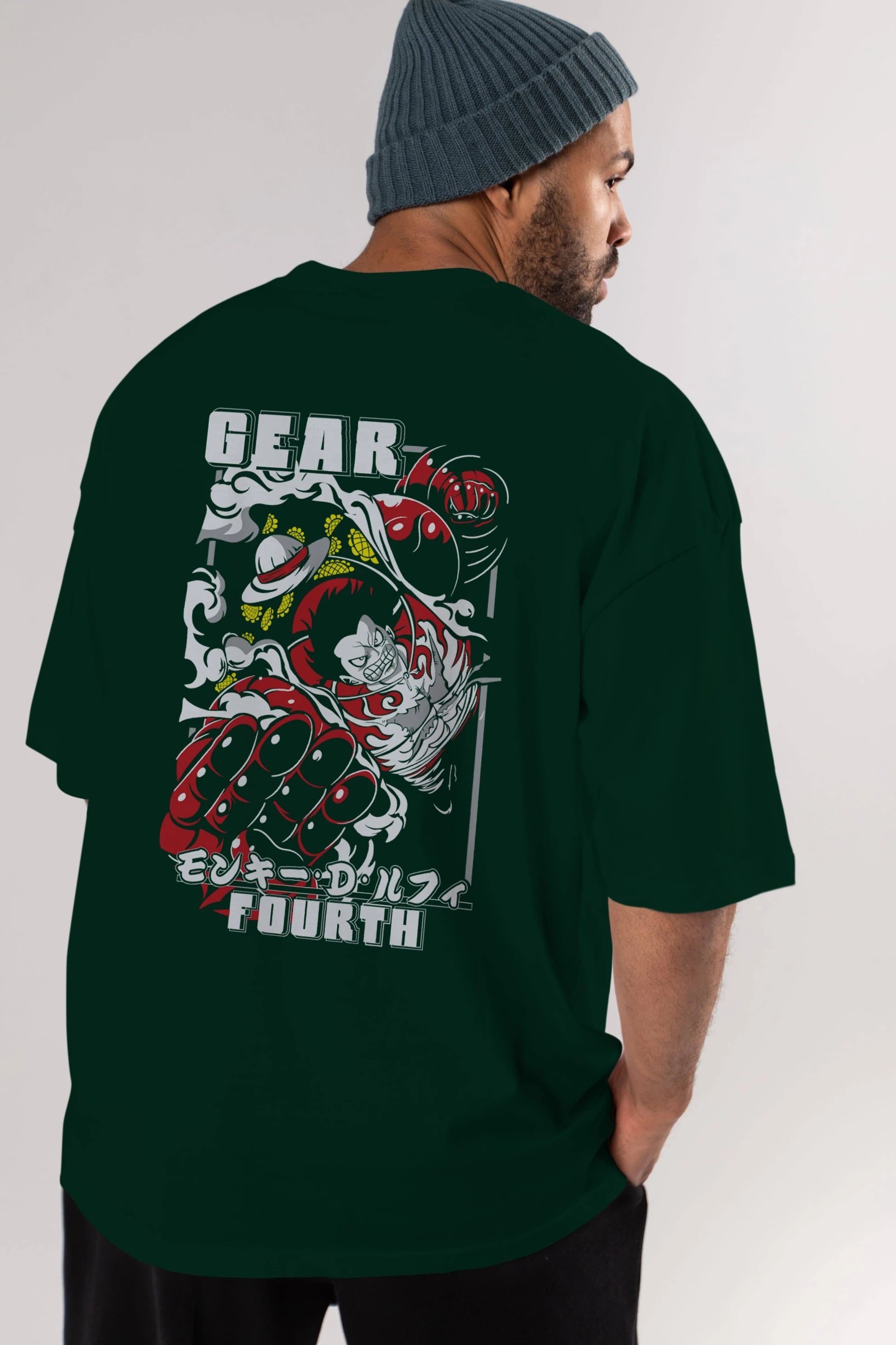 LUFFY gear fourth Anime Arka Baskılı Oversize t-shirt Erkek Kadın Unisex