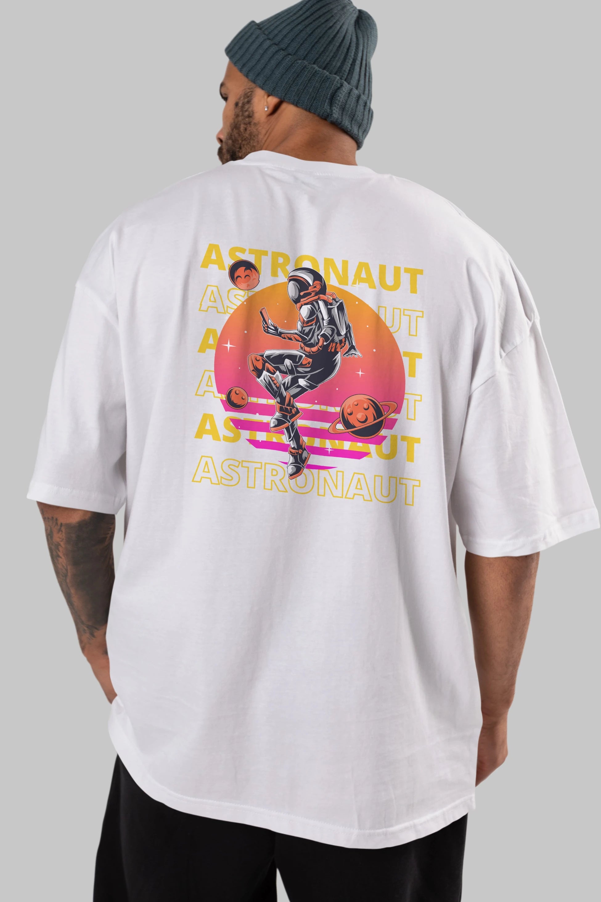 Astronaut Streetwear 2 Arka Baskılı Oversize t-shirt Erkek Kadın Unisex