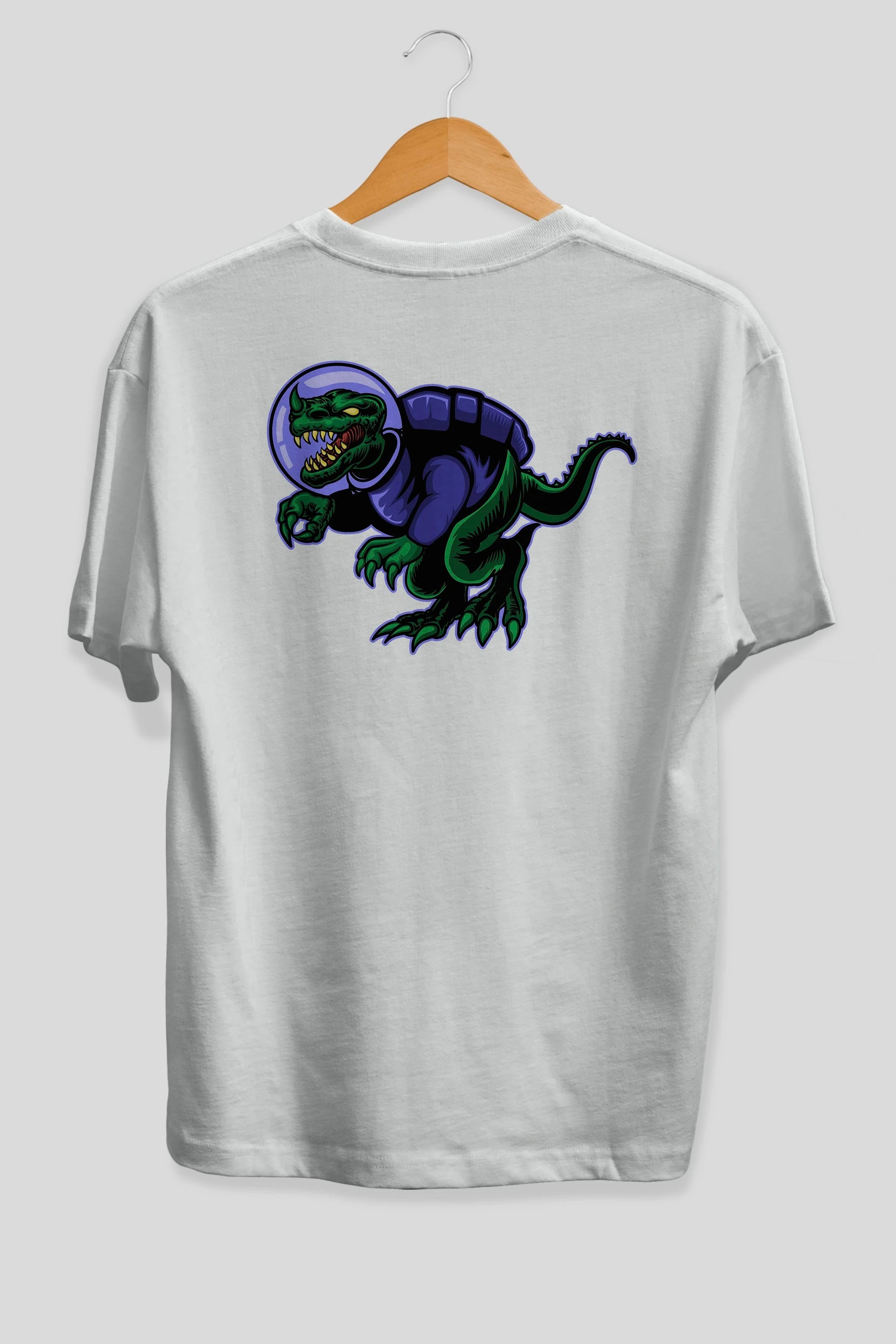 Space Dino Arka Baskılı Oversize t-shirt Erkek Kadın Unisex