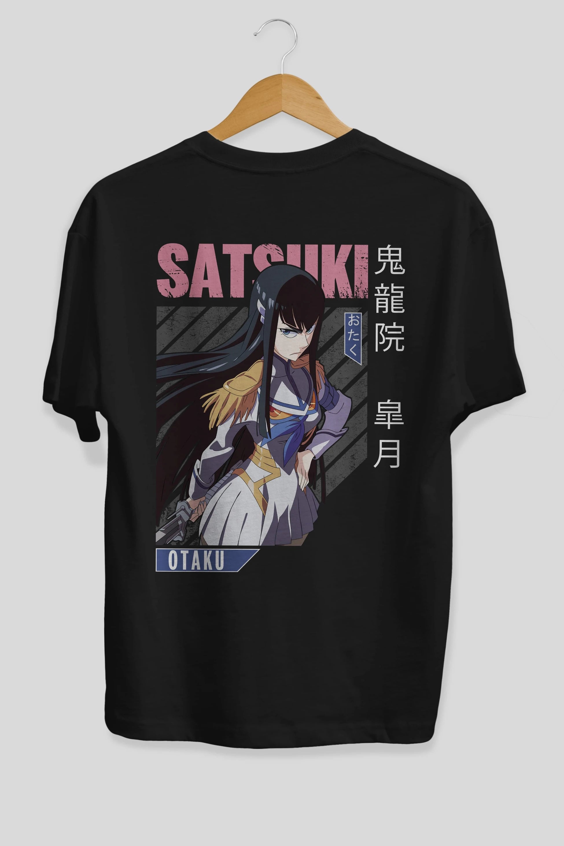 Satsuki Kiryuuin 8 Anime Arka Baskılı Oversize t-shirt Erkek Kadın Unisex