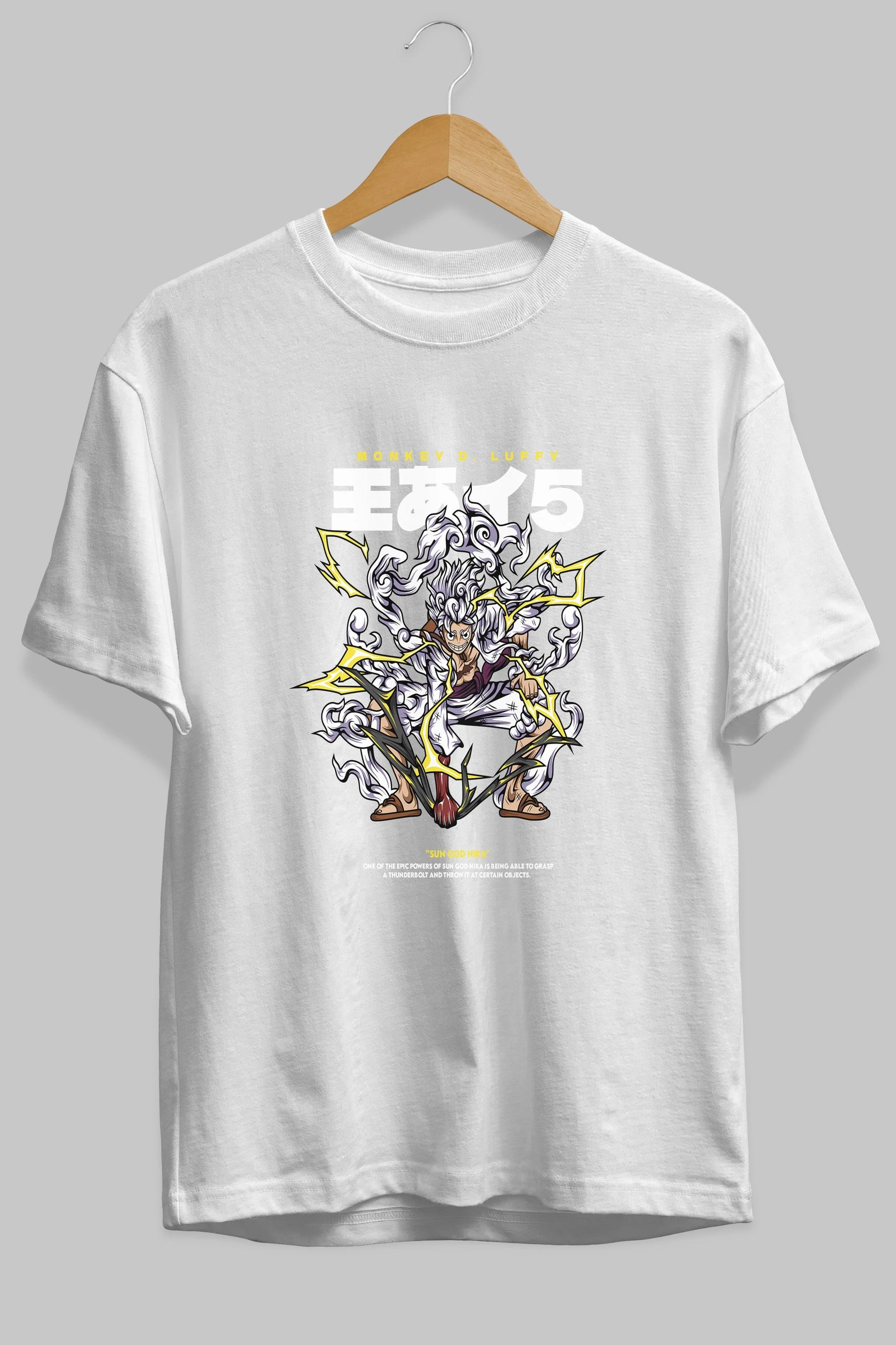 Monkey D. Luffy GEAR5 1 Anime Ön Baskılı Oversize t-shirt %100 pamuk Erkek Kadın Unisex