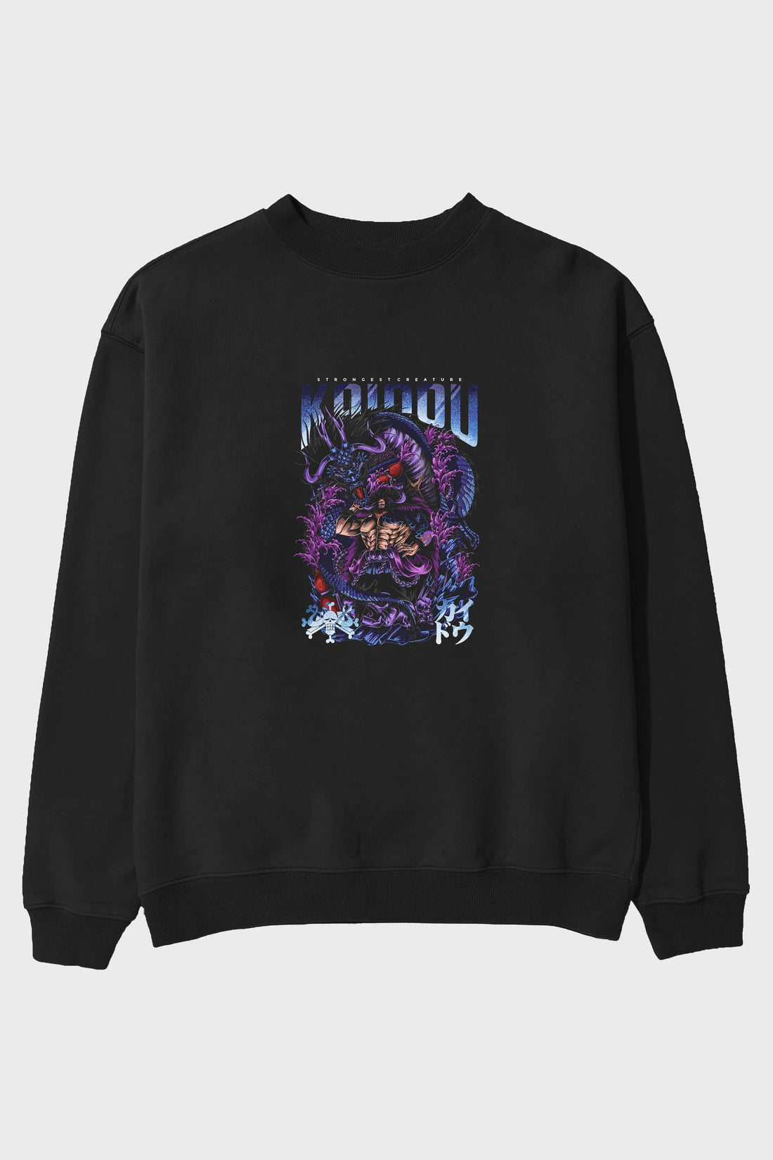 KAIDOU ONE PIECE Anime Ön Baskılı Oversize Sweatshirt Erkek Kadın Unisex
