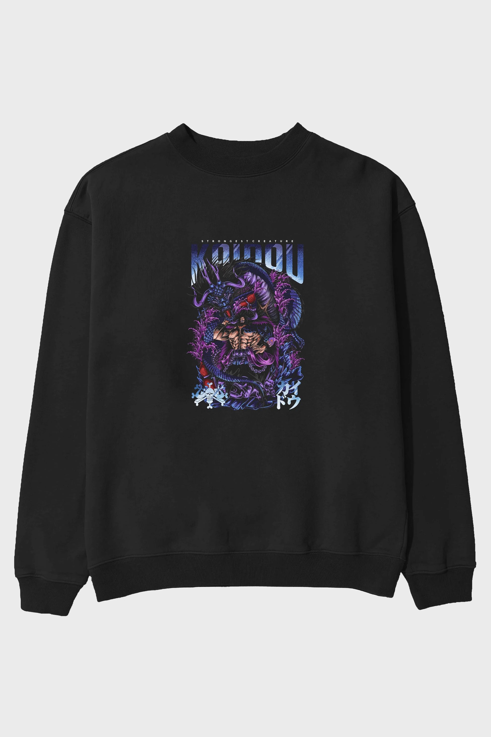 KAIDOU ONE PIECE Anime Ön Baskılı Oversize Sweatshirt Erkek Kadın Unisex